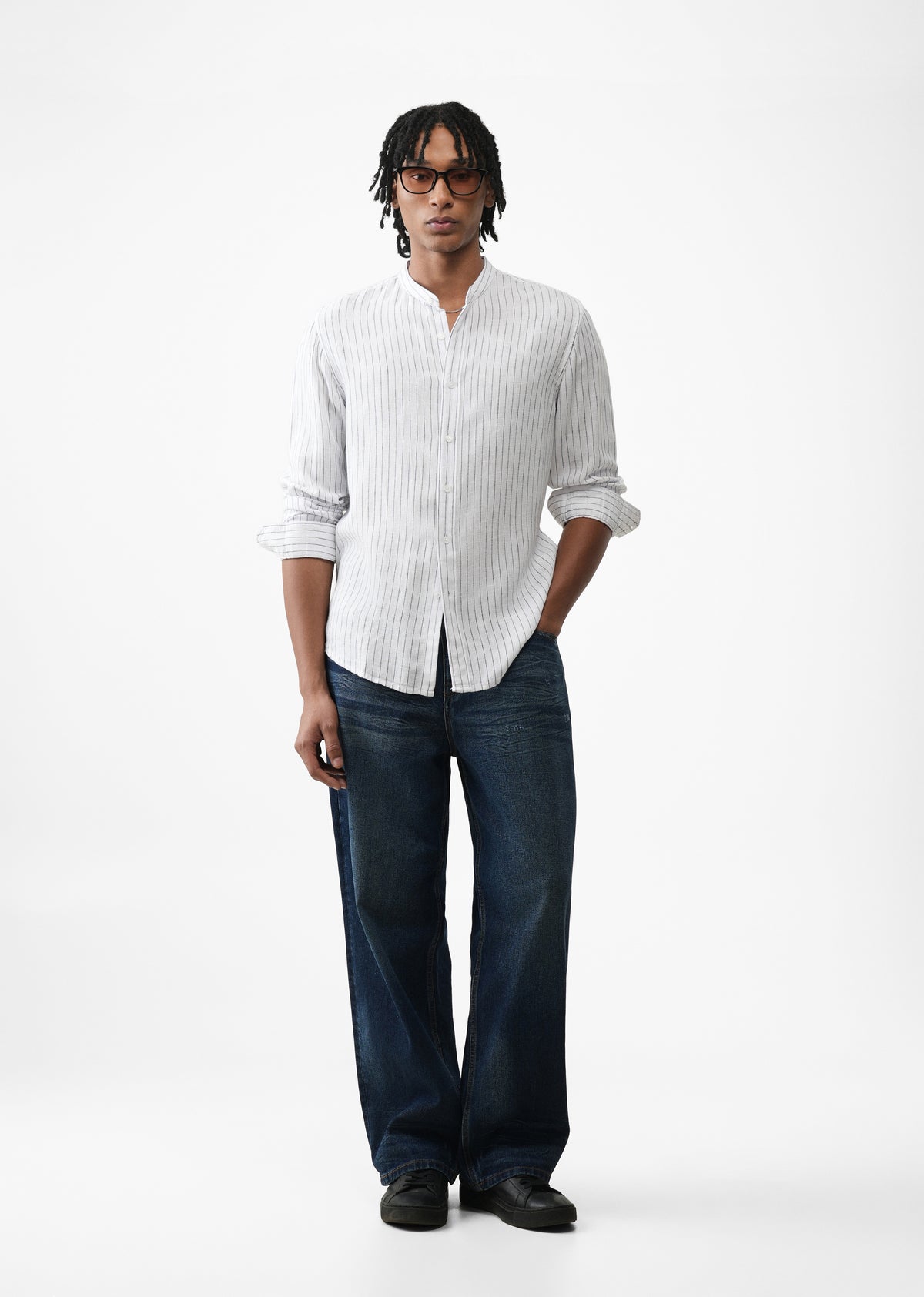 White Lyocell Cotton Pinstripe Shirt