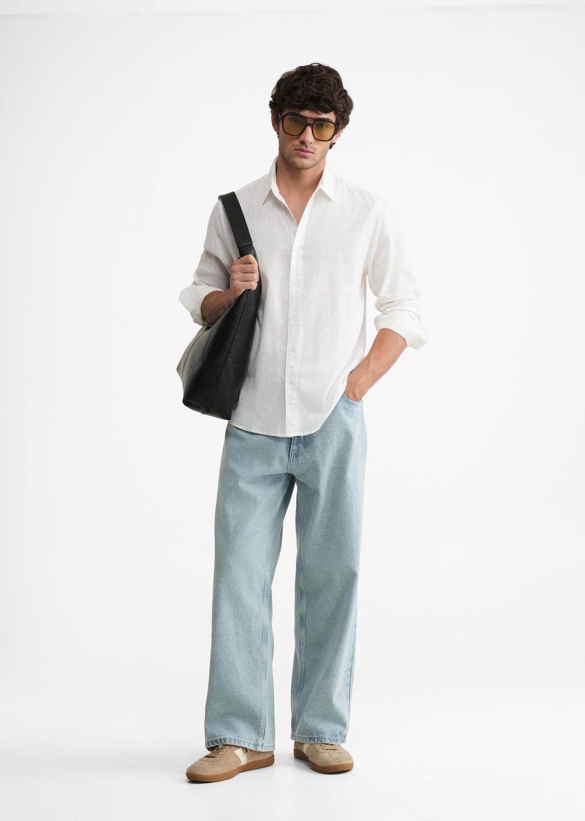 White Lyocell Cotton Self-Stripe Shirt