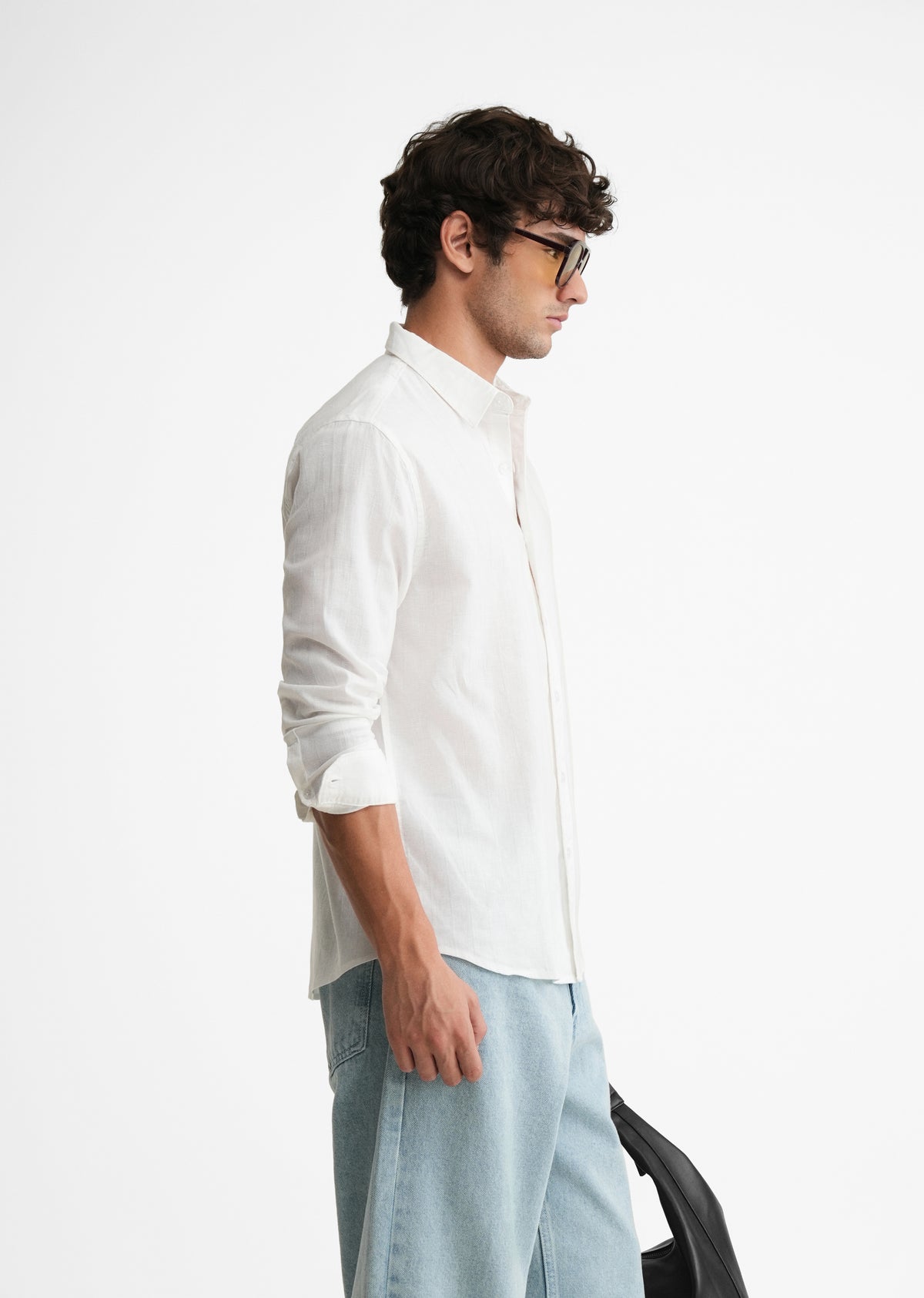 White Lyocell Cotton Self-Stripe Shirt
