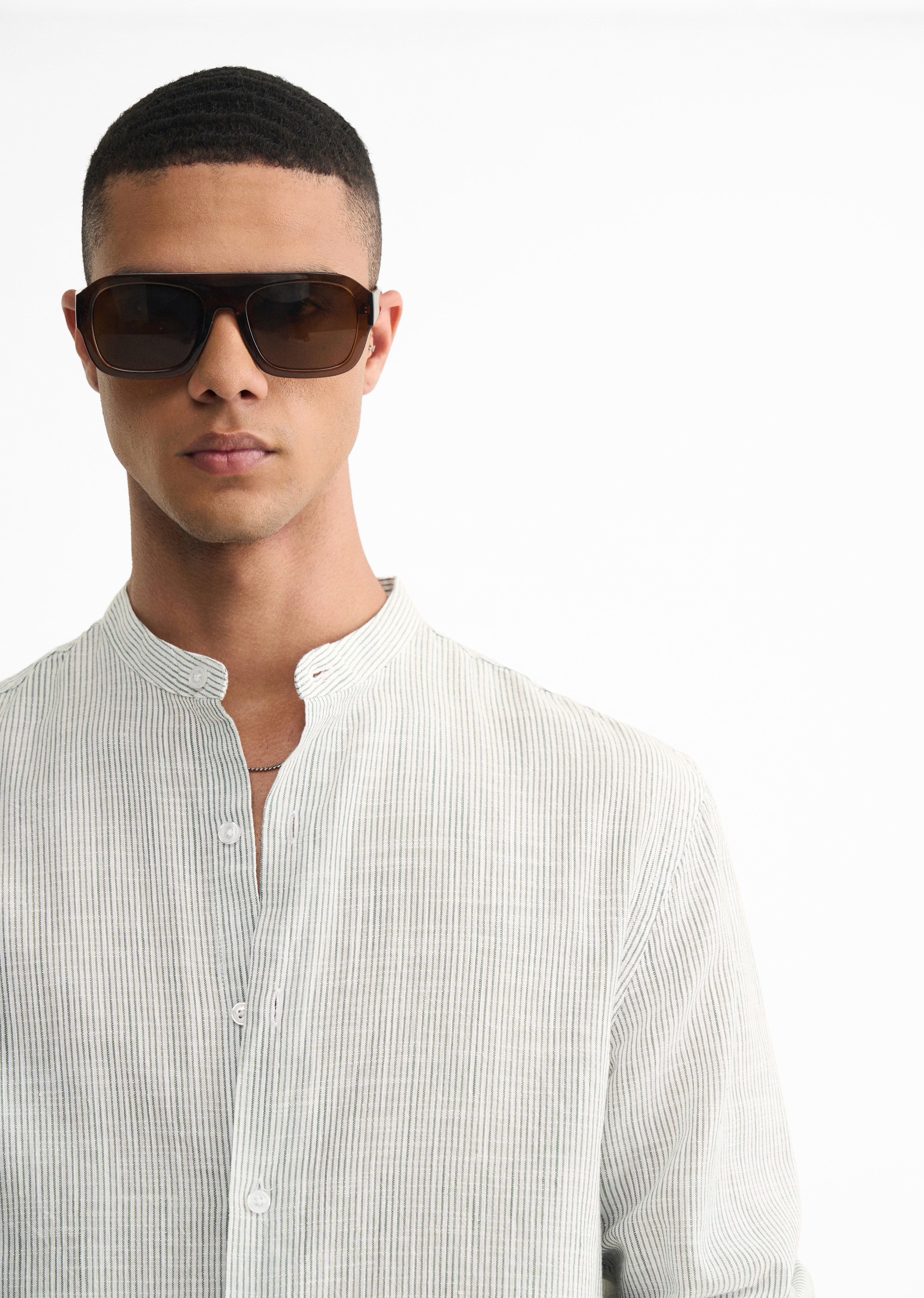 White Lyocell Cotton Stripe Shirt