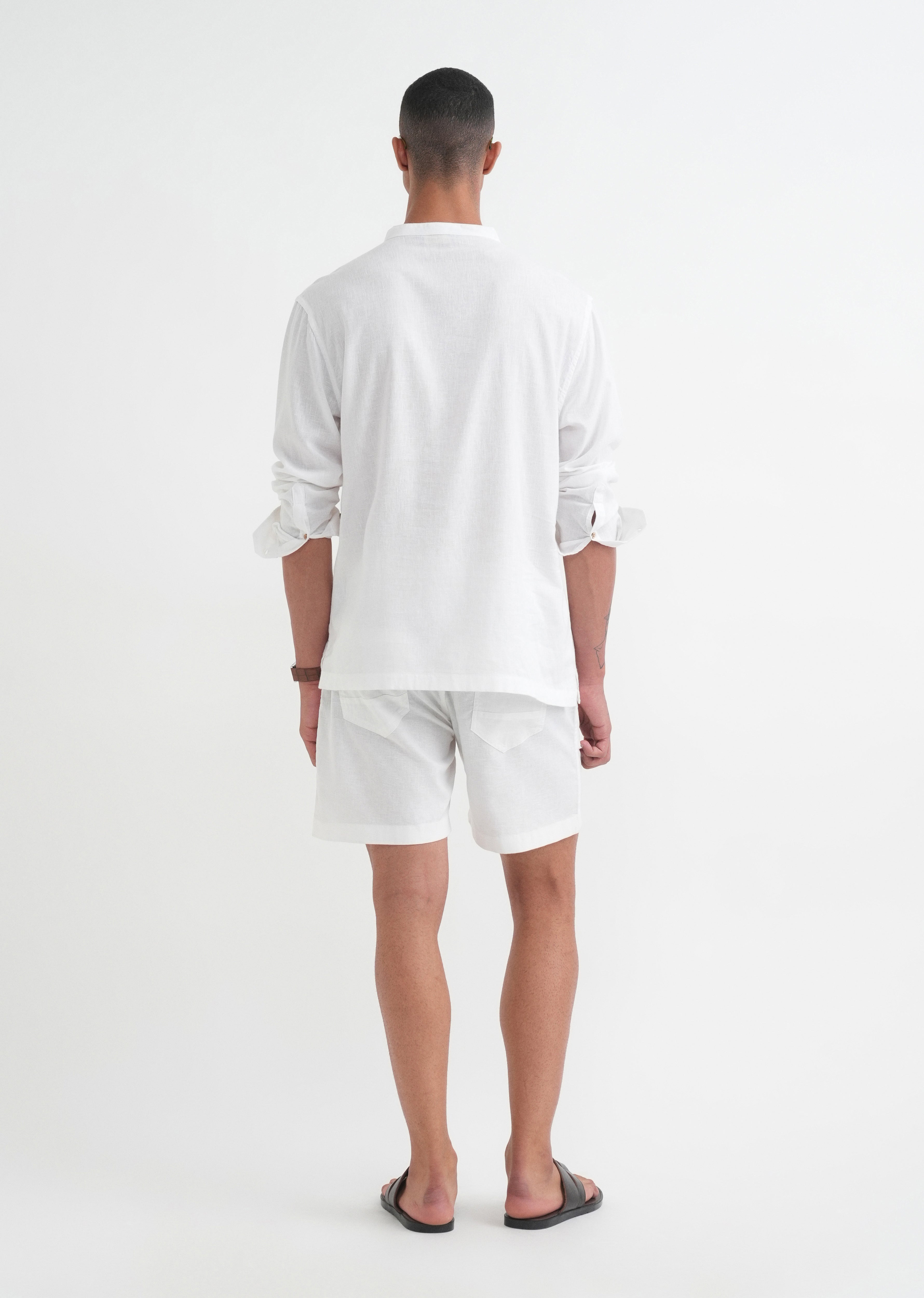 White Mandarin Collar Kurta Shirt
