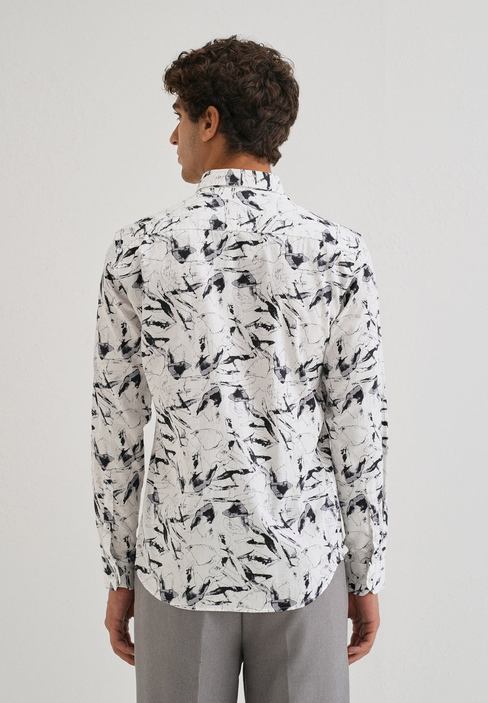 White Marble Printed Shirt