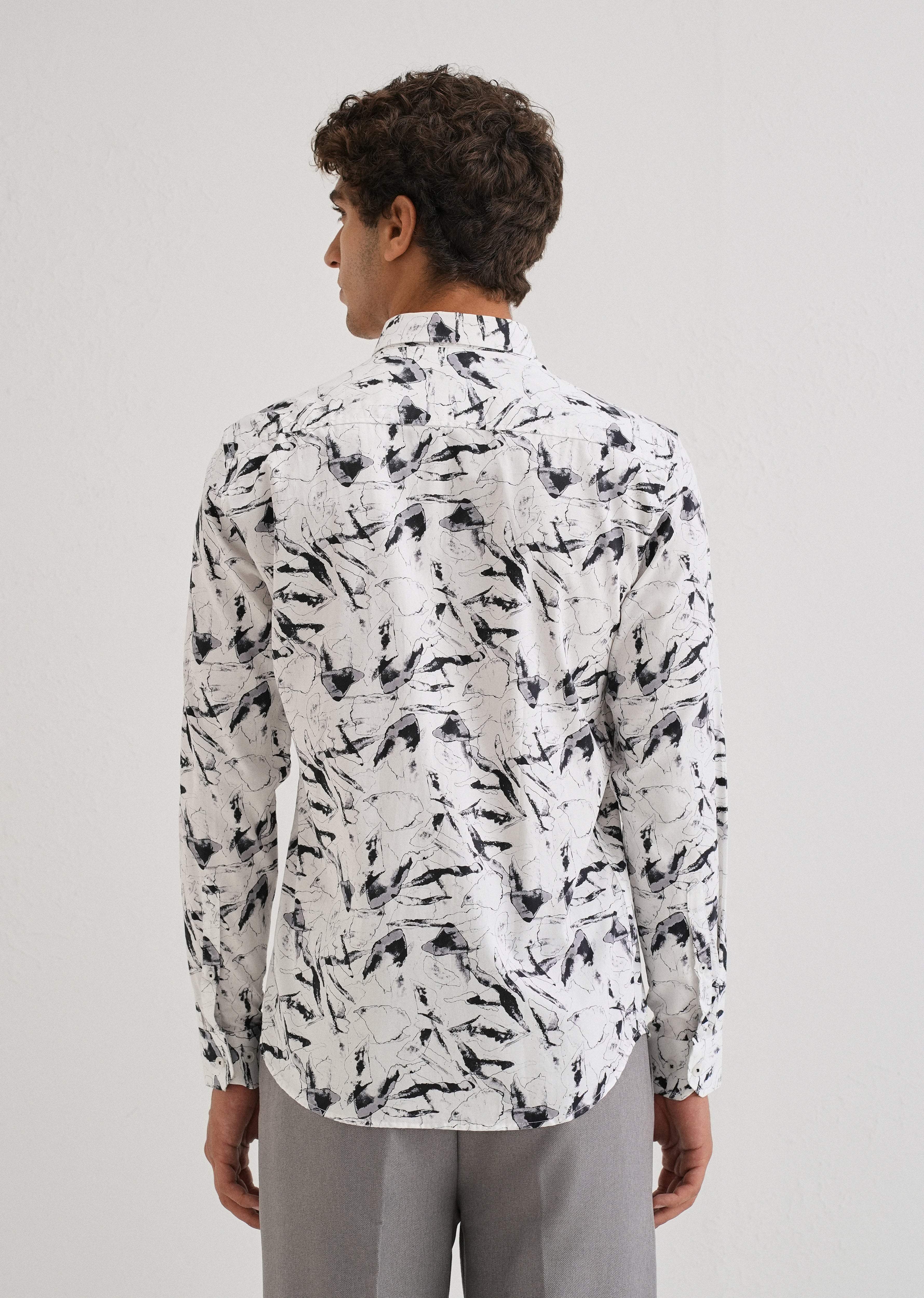 White Marble Printed Shirt