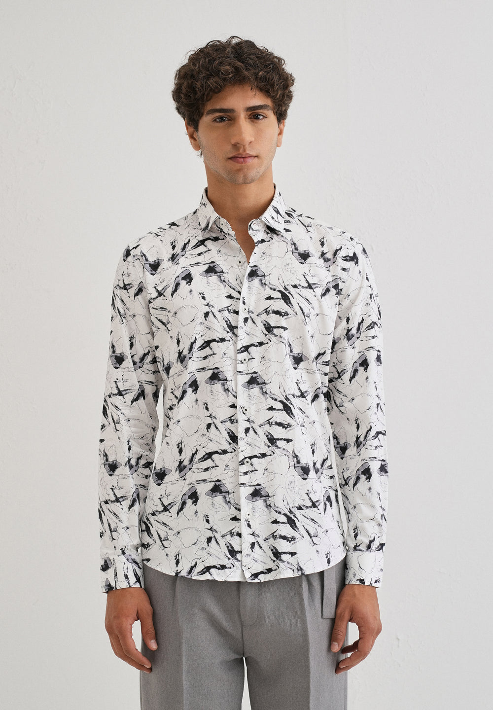 White Marble Printed Shirt