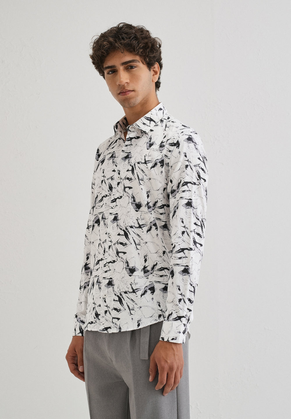 White Marble Printed Shirt
