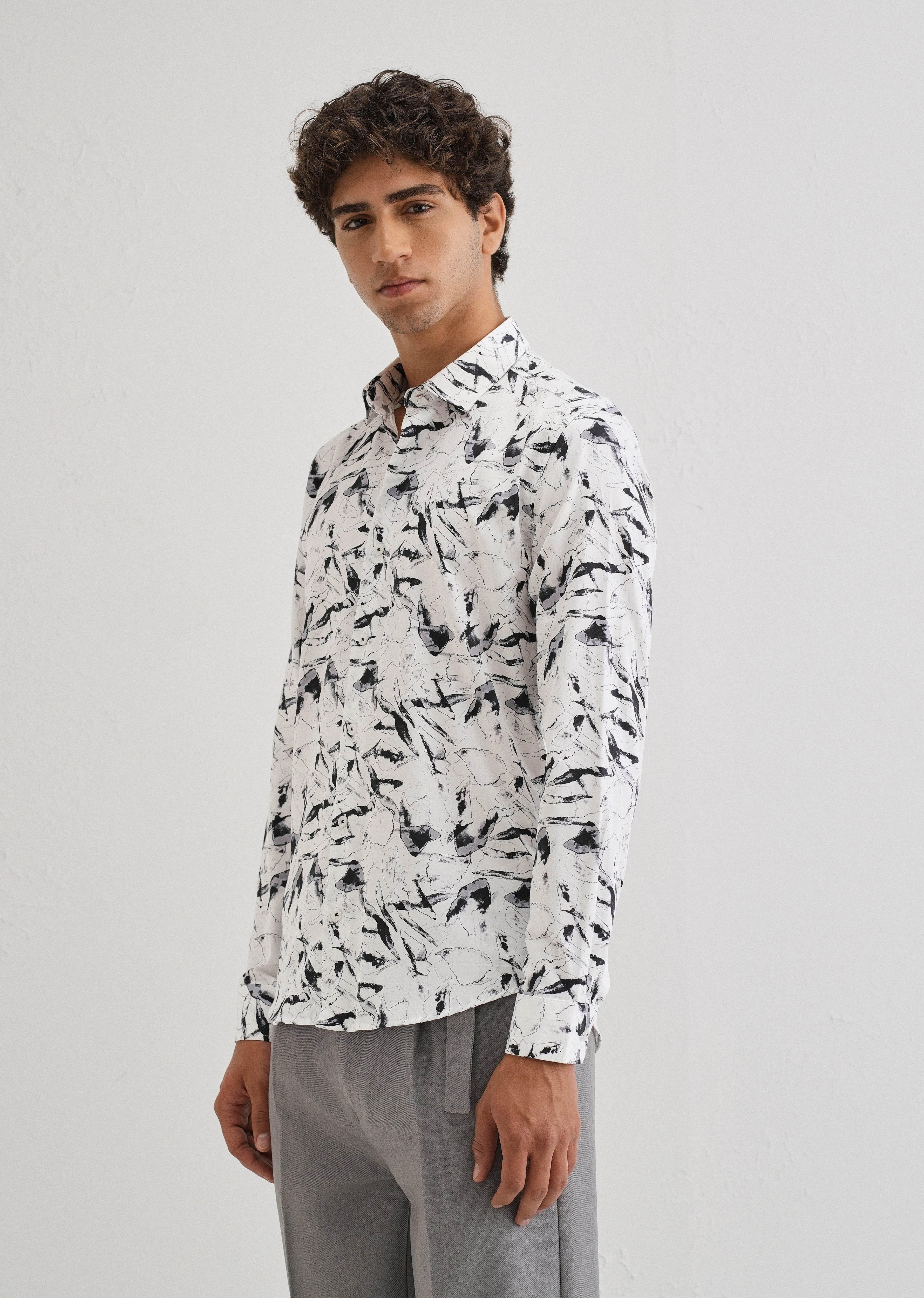 White Marble Printed Shirt