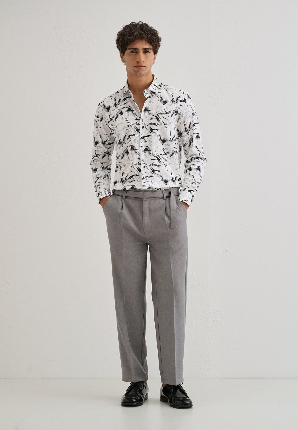 White Marble Printed Shirt