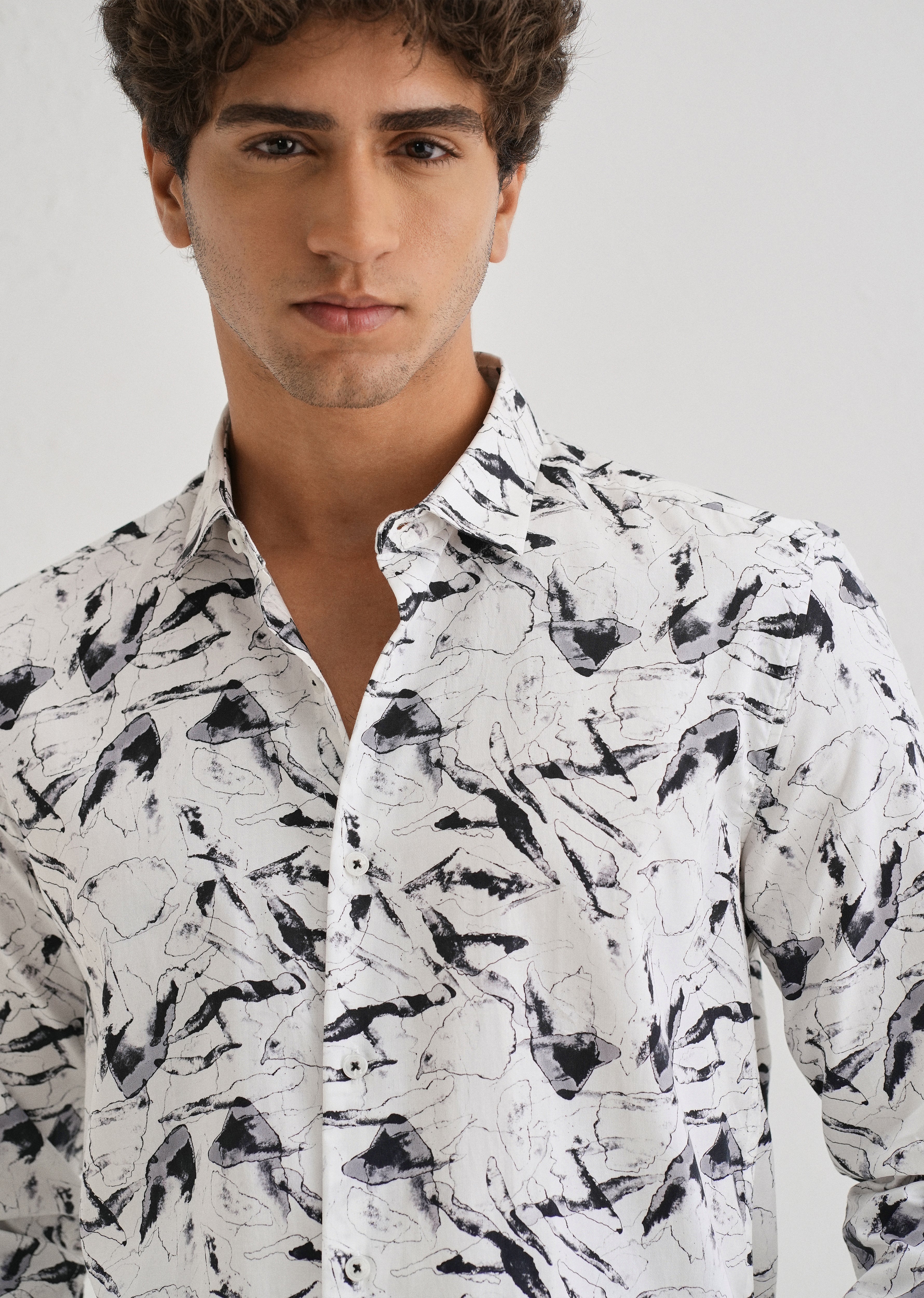 White Marble Printed Shirt