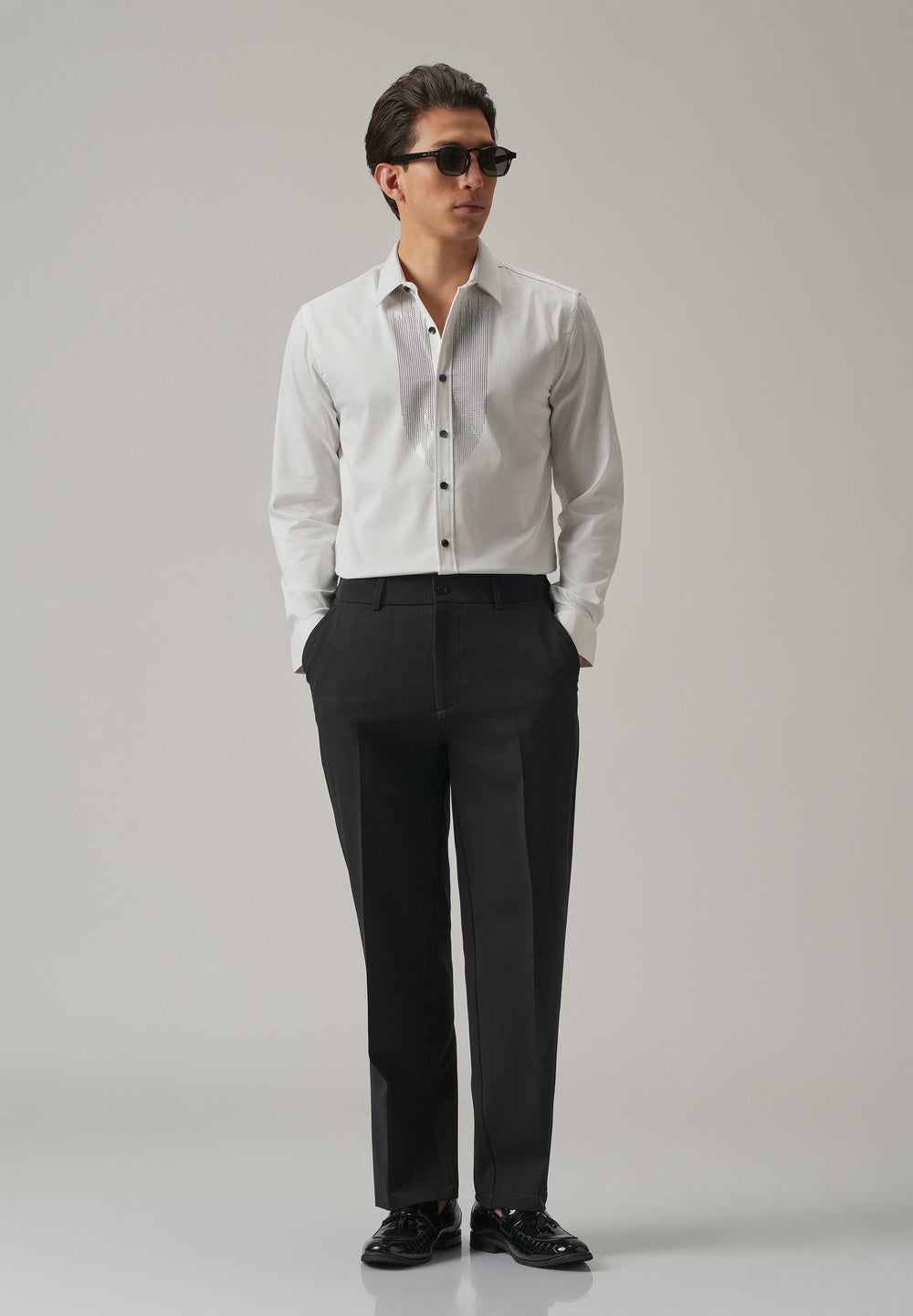 White Micro-Stud Designer Shirt