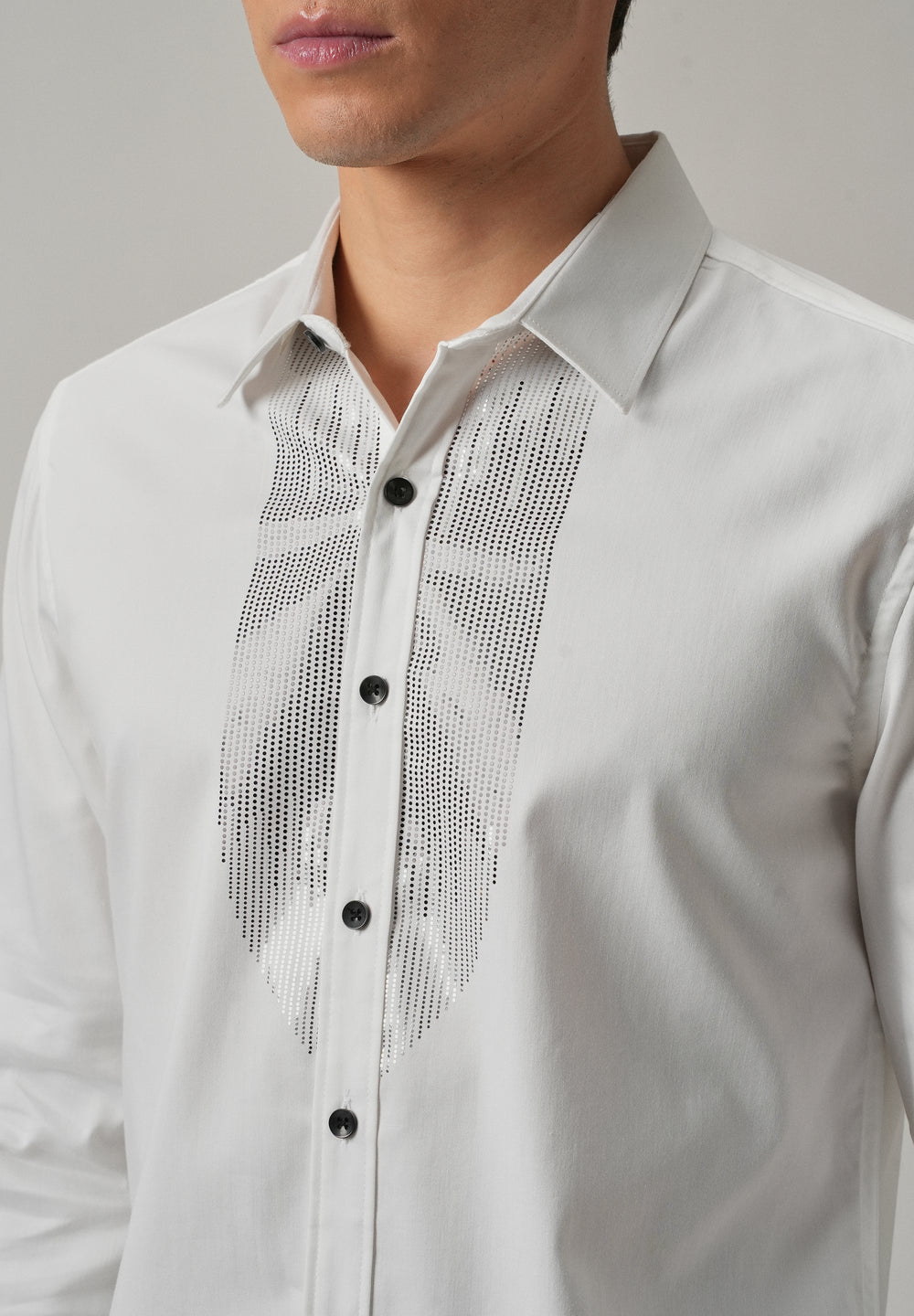 White Micro-Stud Designer Shirt