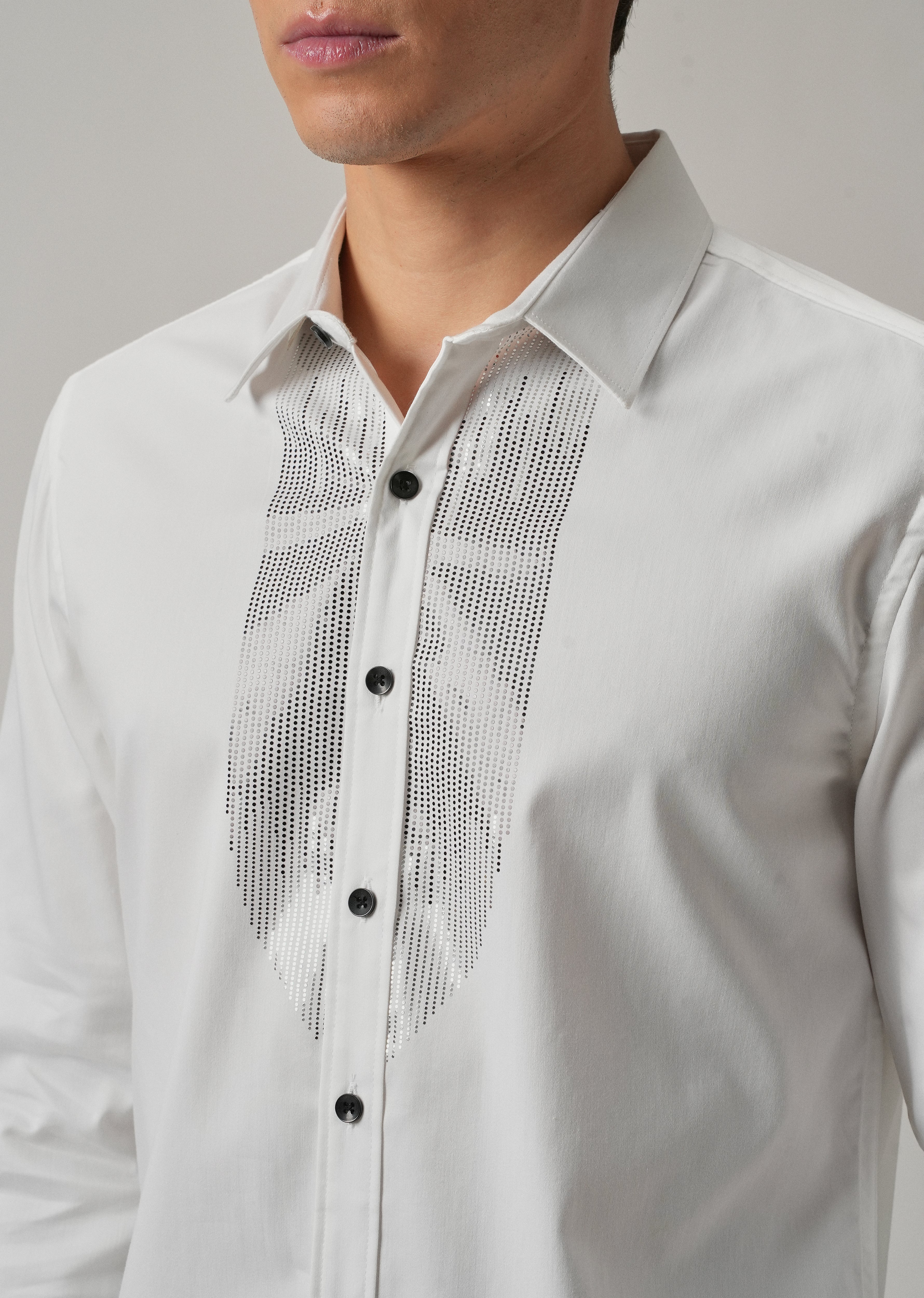 White Micro-Stud Designer Shirt
