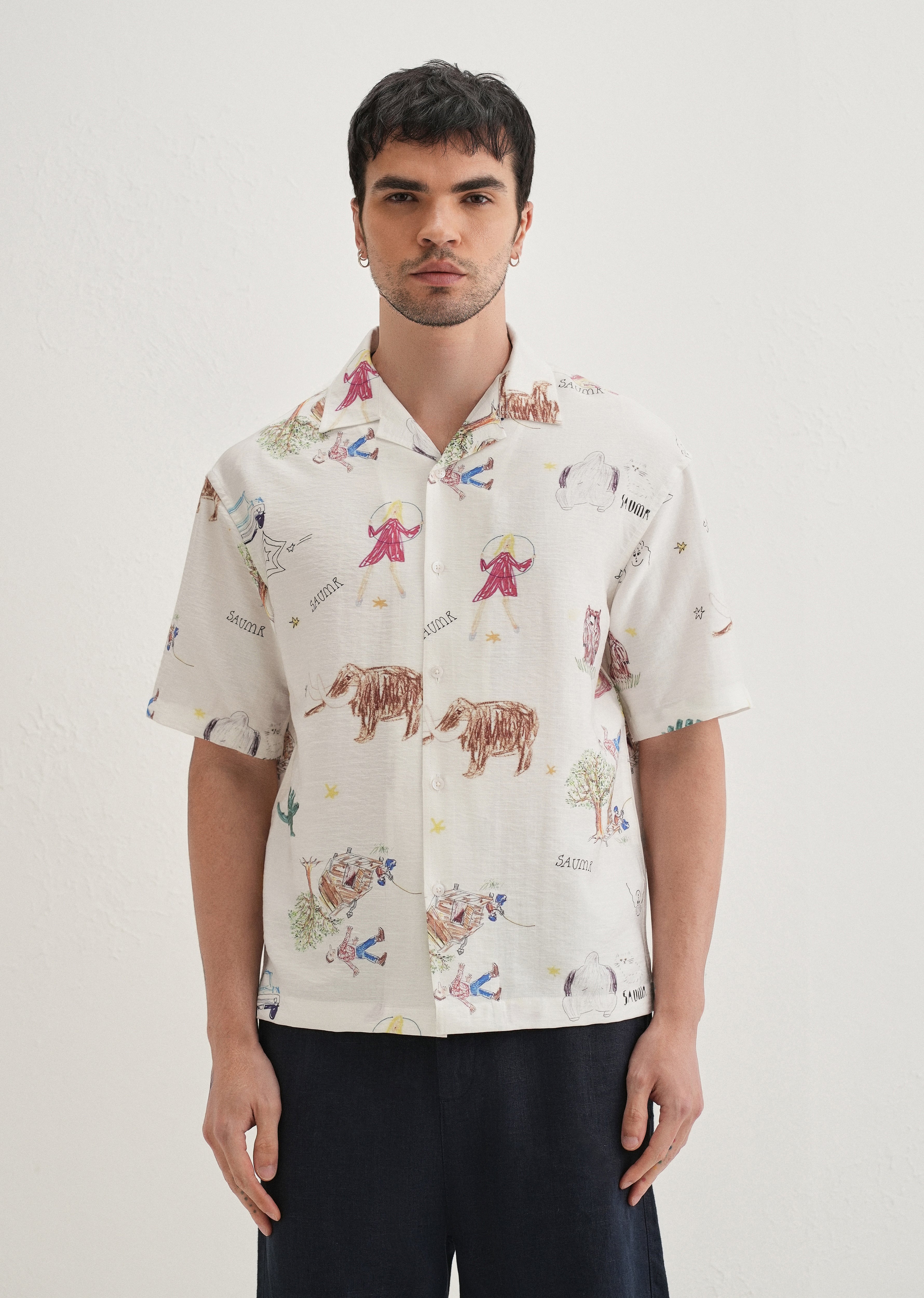 White Multi Graphic Printed Shirt