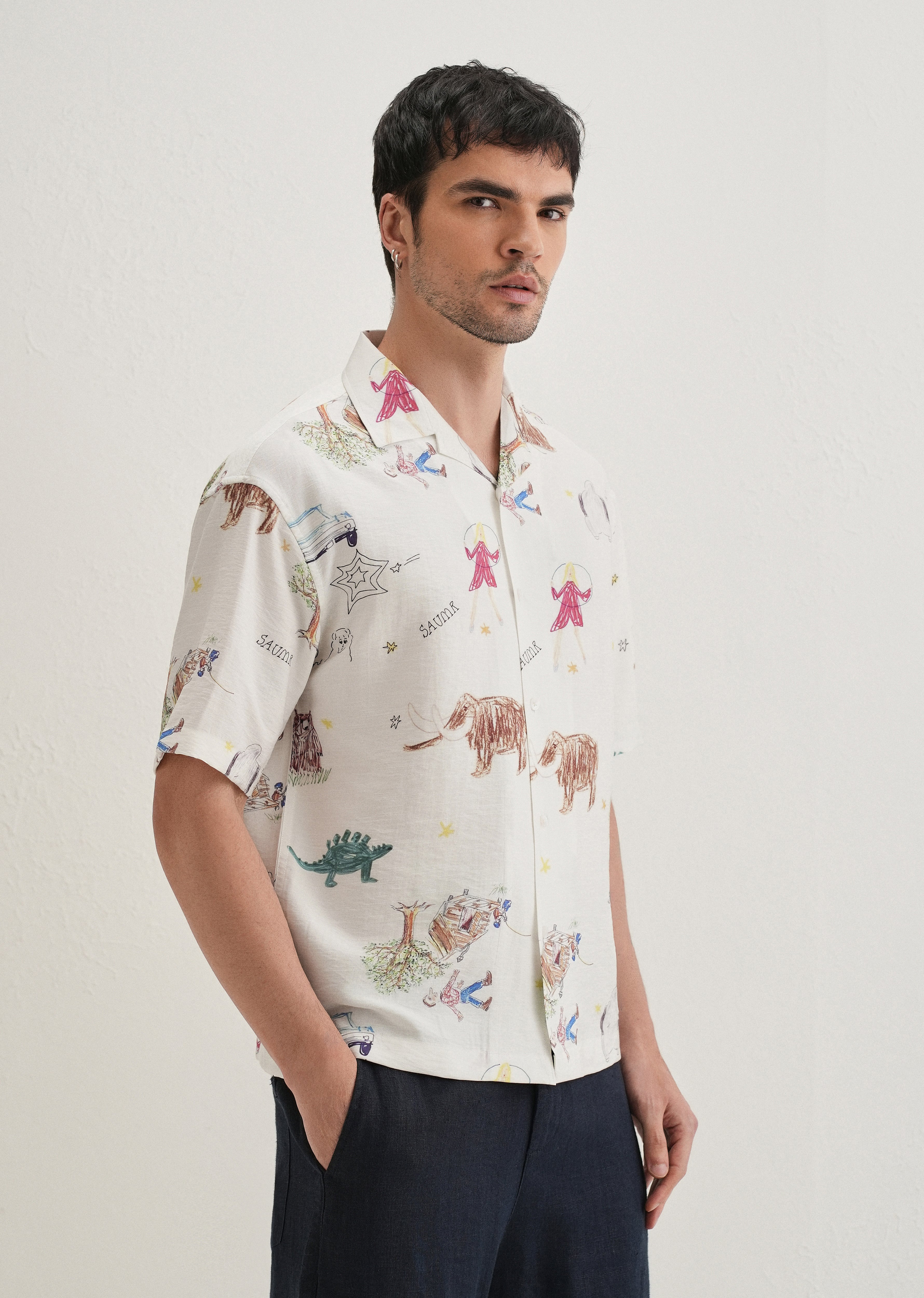 White Multi Graphic Printed Shirt