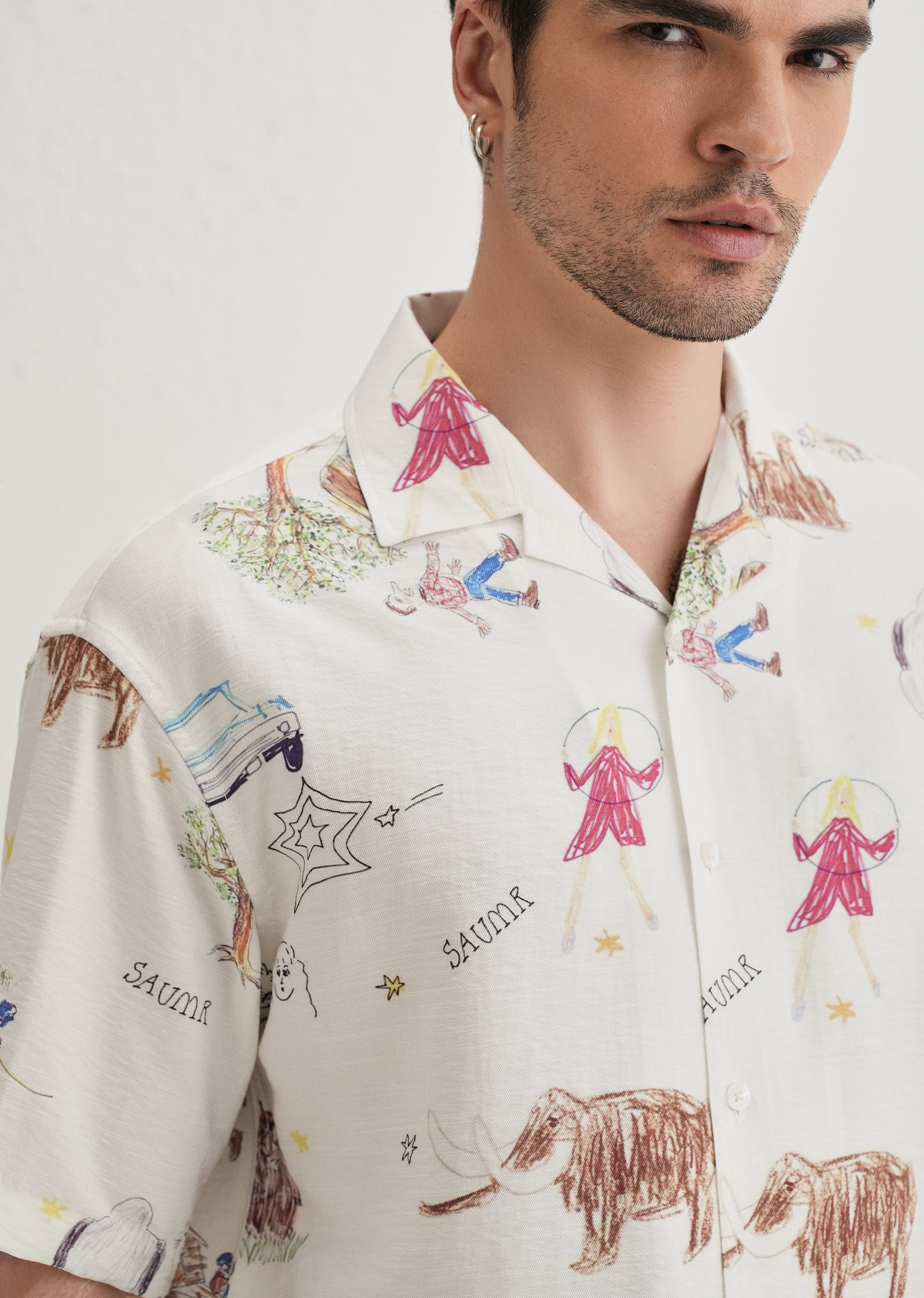 White Multi Graphic Printed Shirt