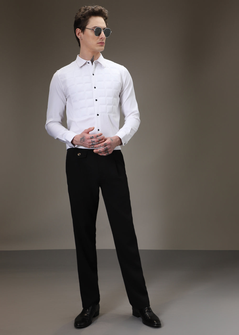 White Padded Check Shirt