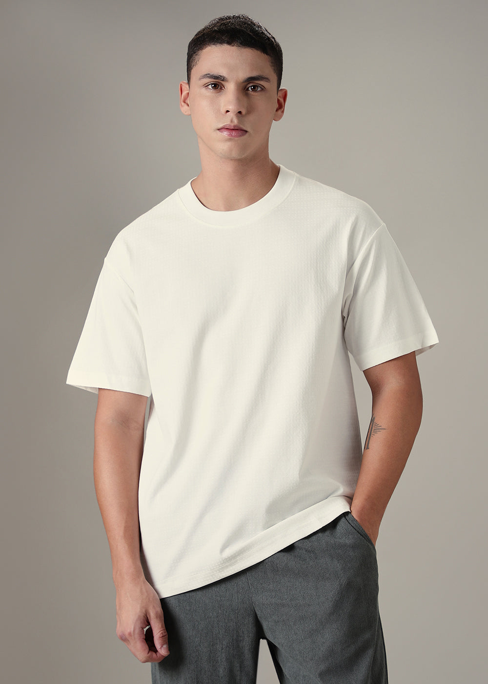 White Patterned Regular T-shirt