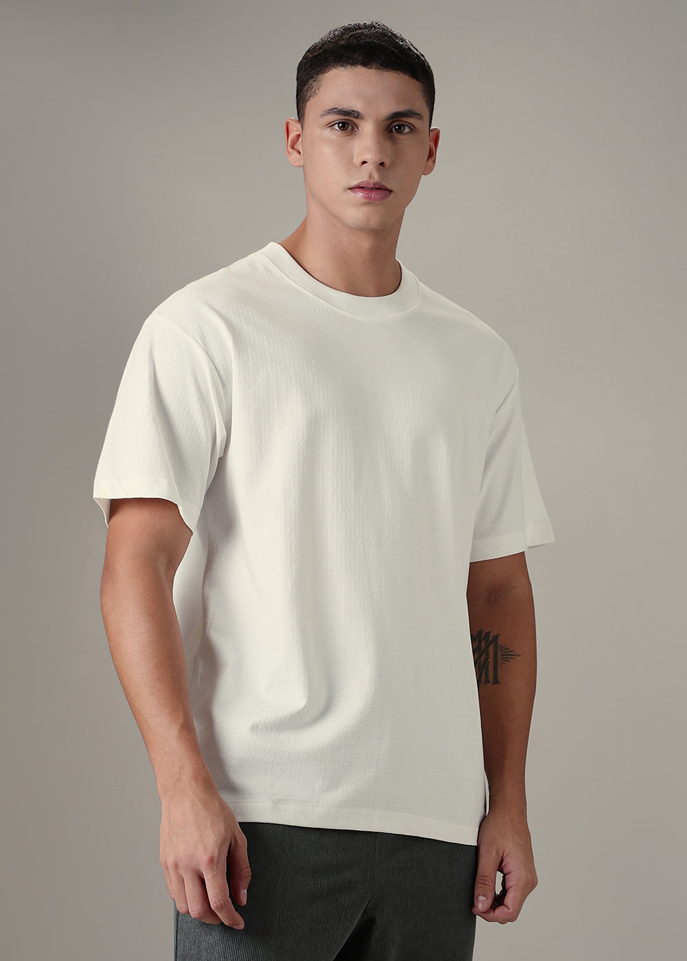 White Patterned Regular T-shirt