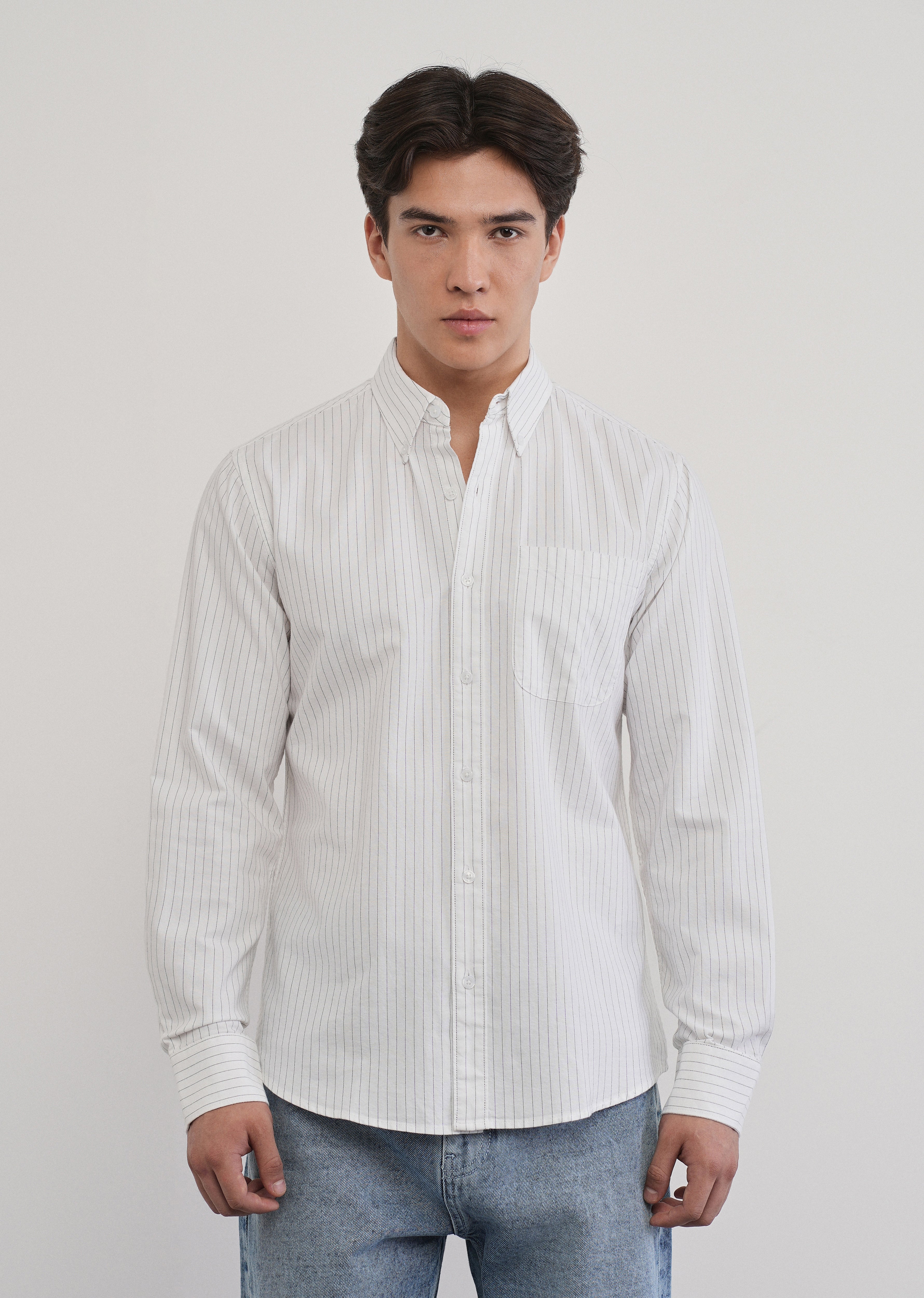 White Pinstripe Cotton Shirt