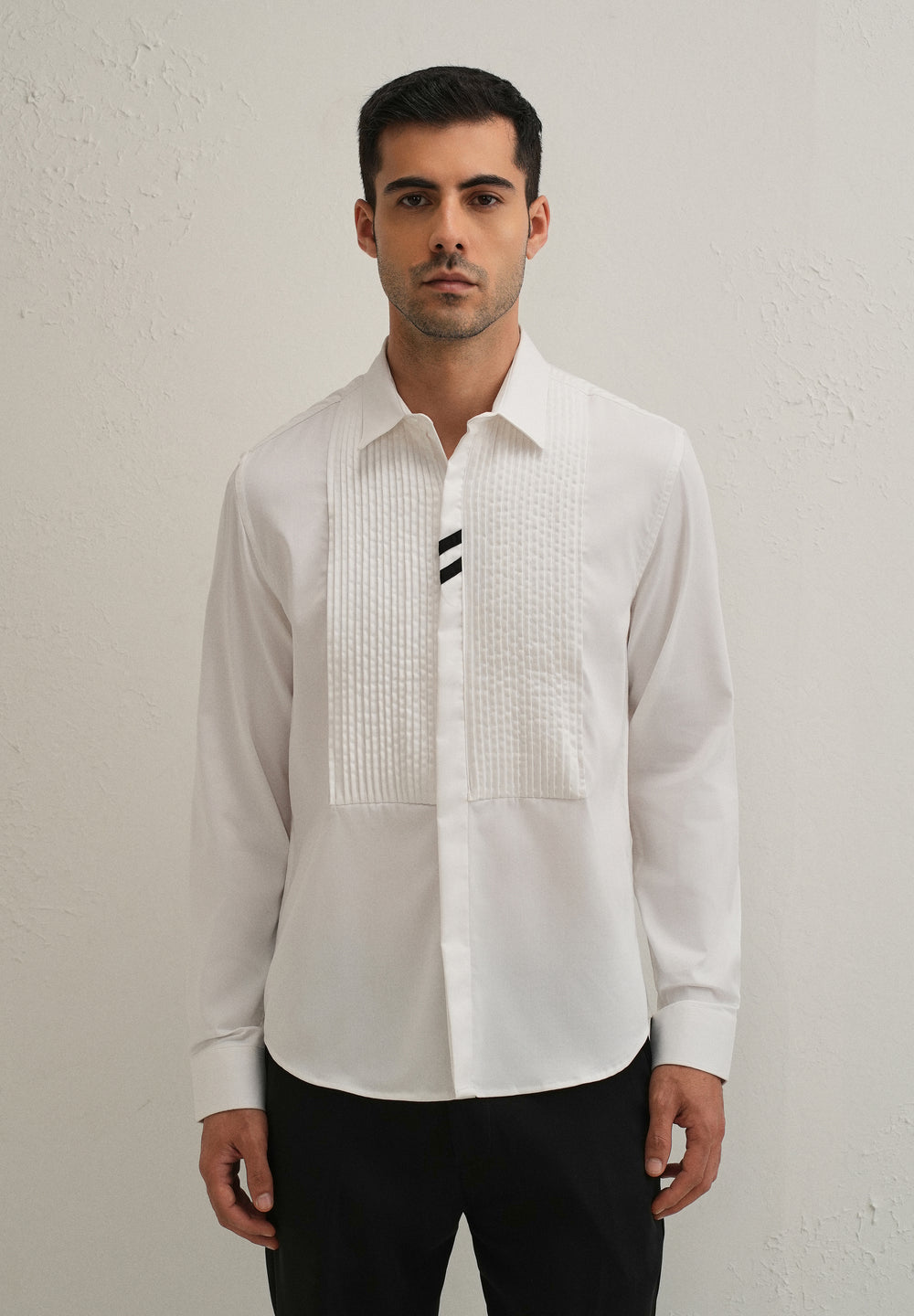 White Pintuck Pleat Designer Shirt