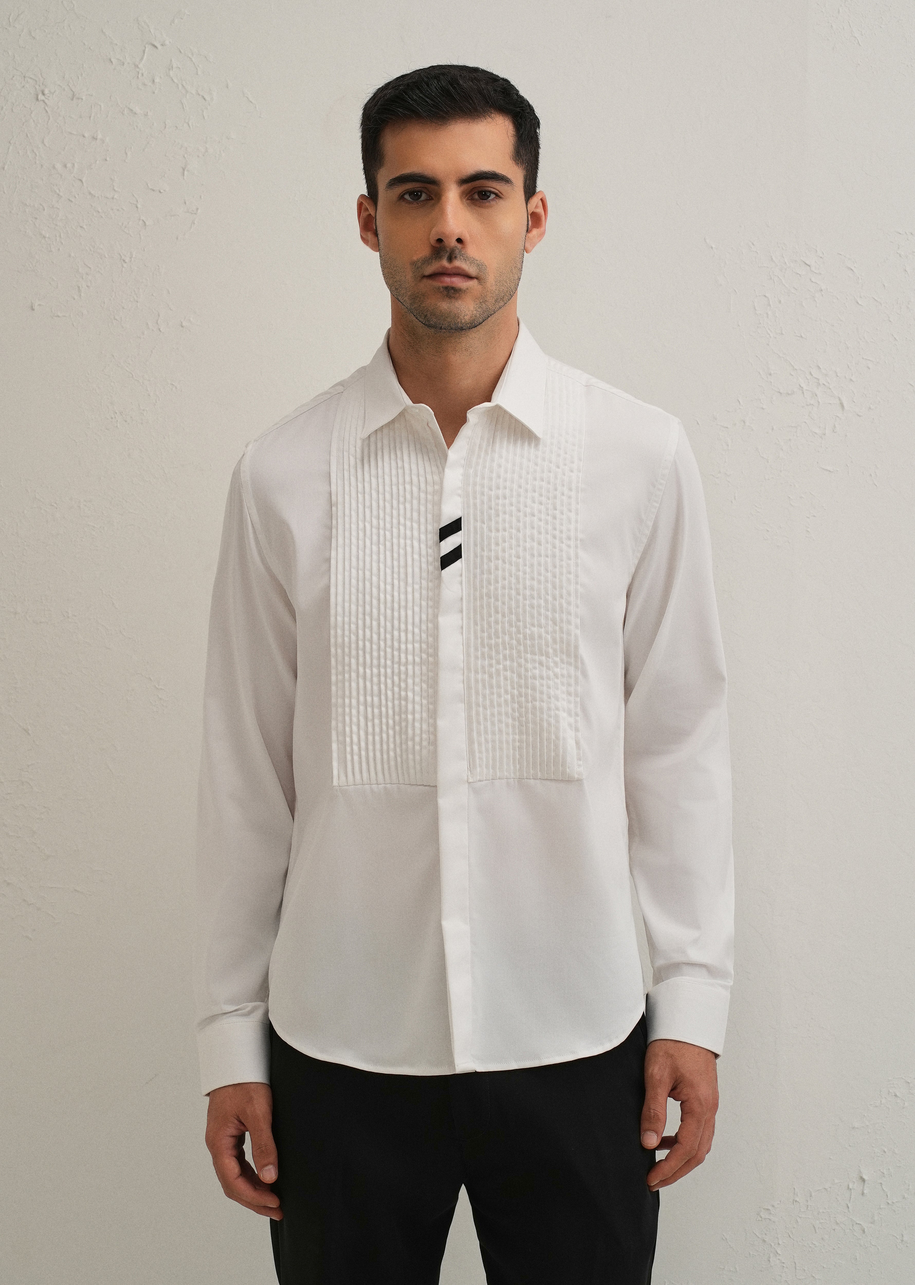 White Pintuck Pleat Designer Shirt