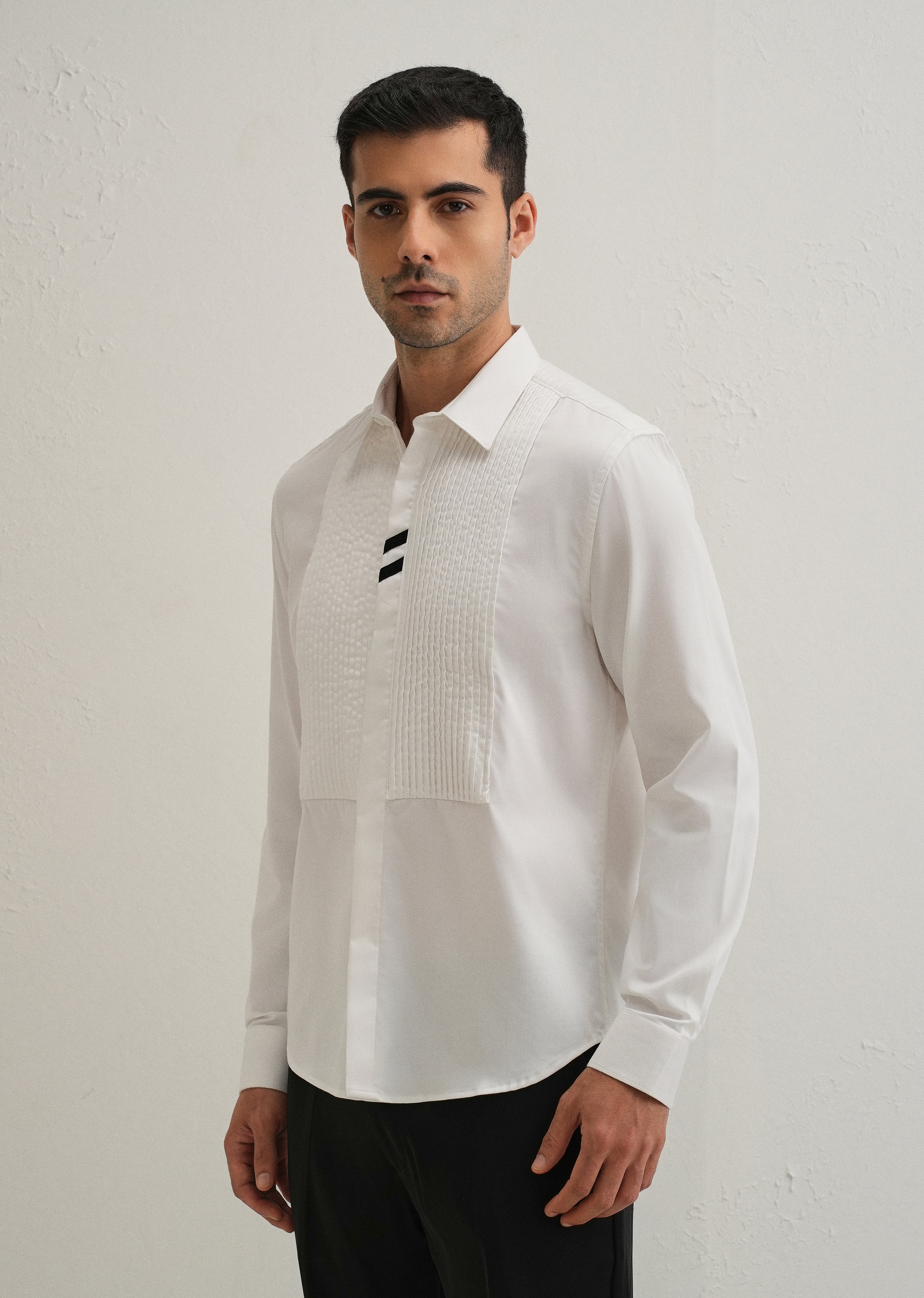 White Pintuck Pleat Designer Shirt