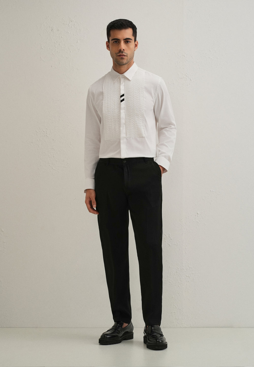 White Pintuck Pleat Designer Shirt