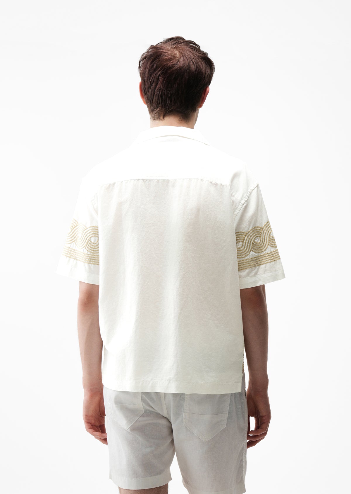 White Placement Embroidery Shirt