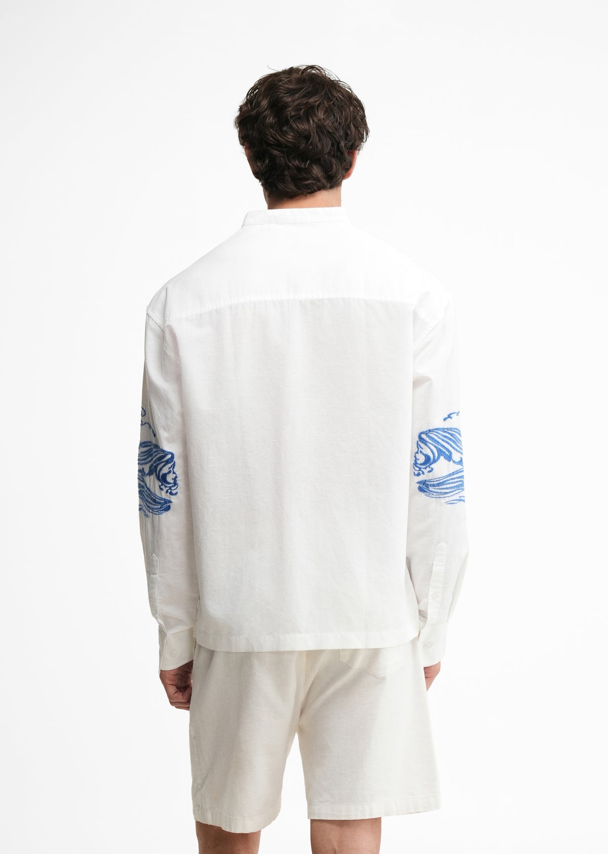 White Placement Embroidered Shirt