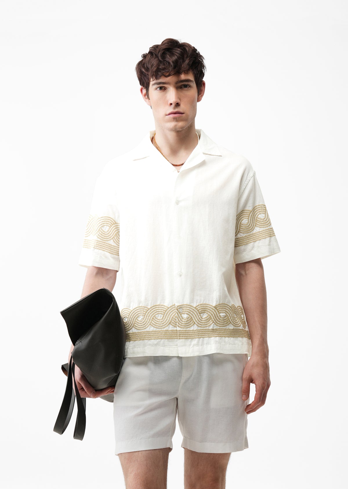 White Placement Embroidery Shirt