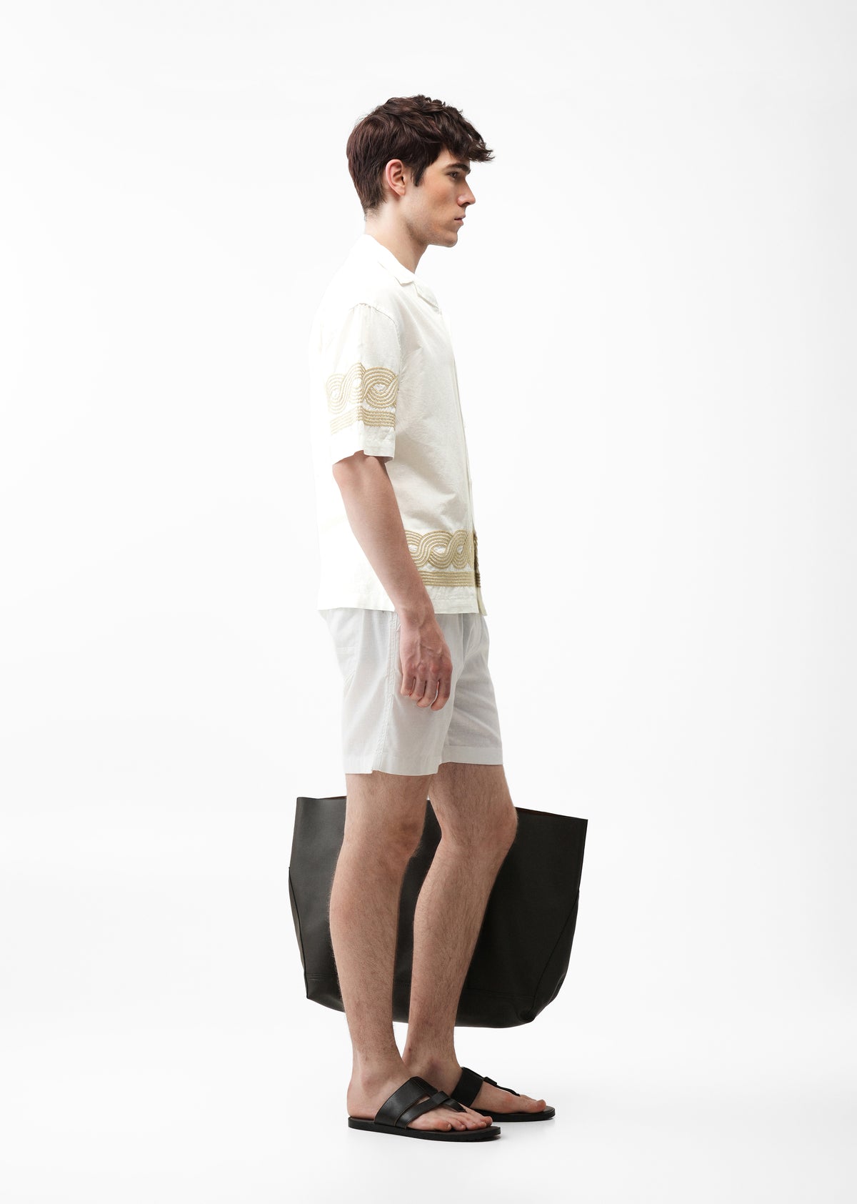 White Placement Embroidery Shirt