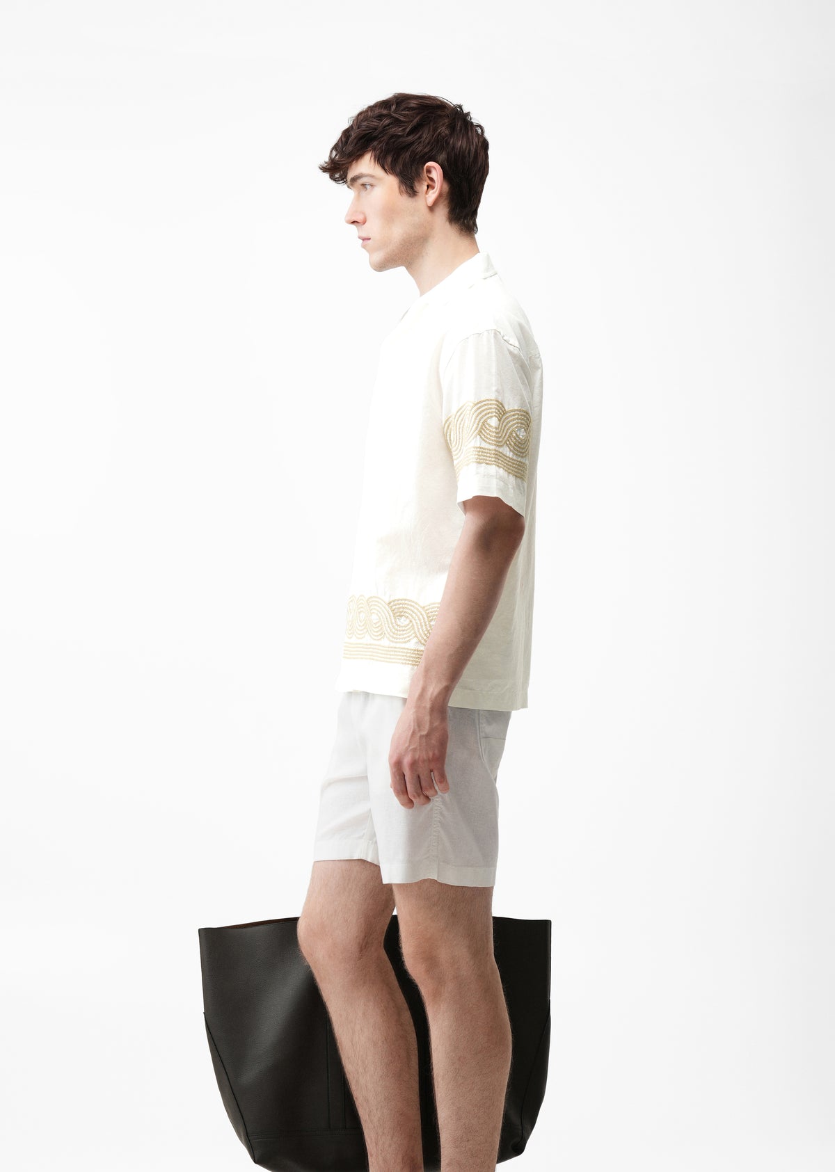 White Placement Embroidery Shirt