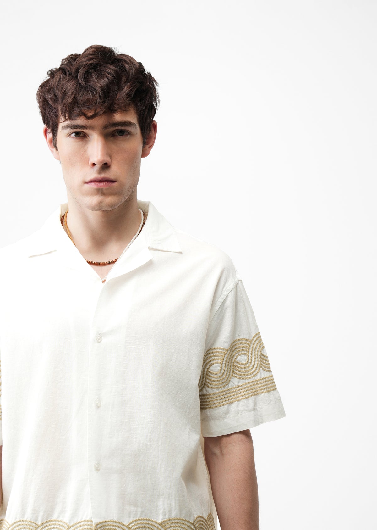 White Placement Embroidery Shirt