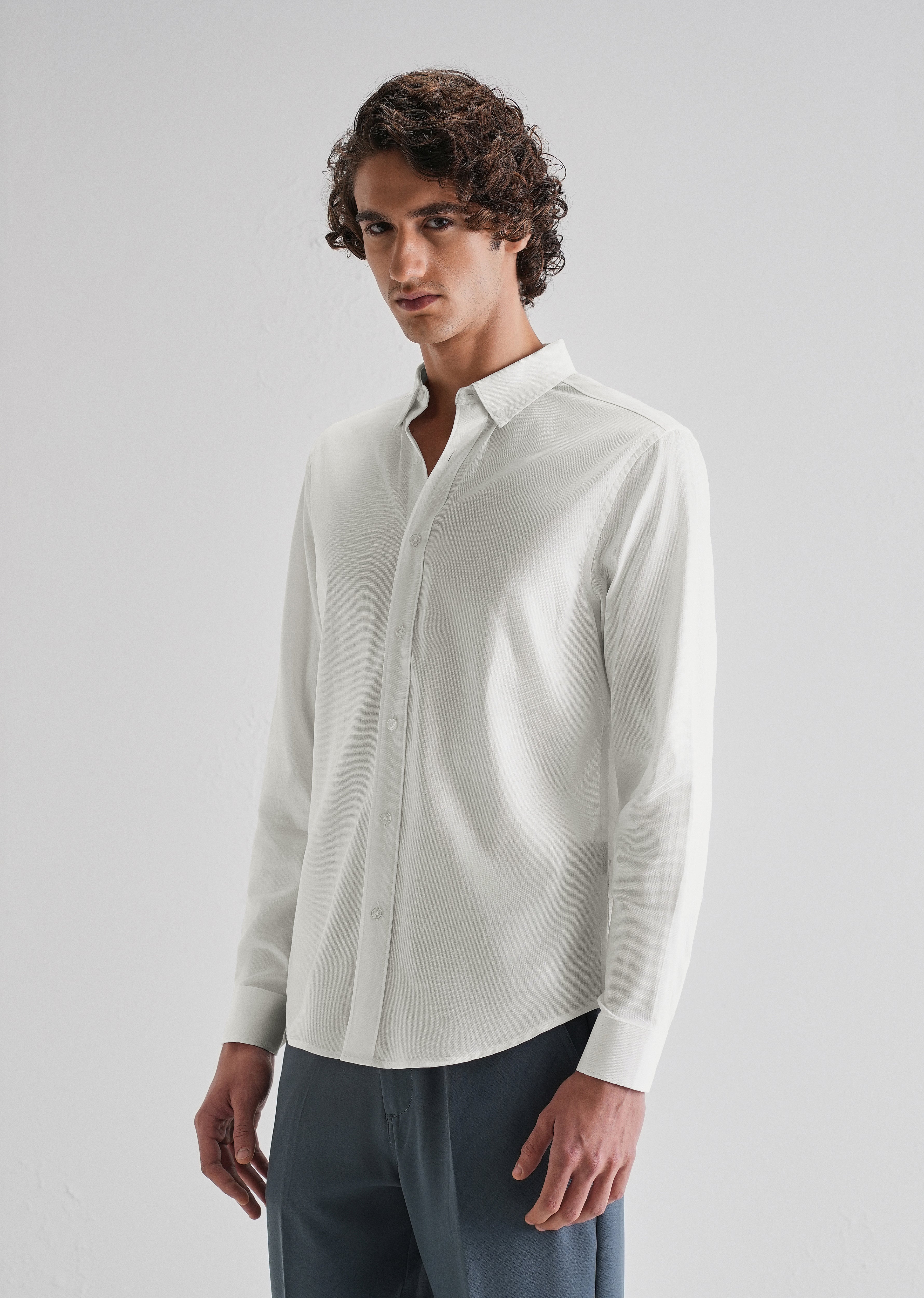 White Plain Blended Cotton Regular Fit Shirt