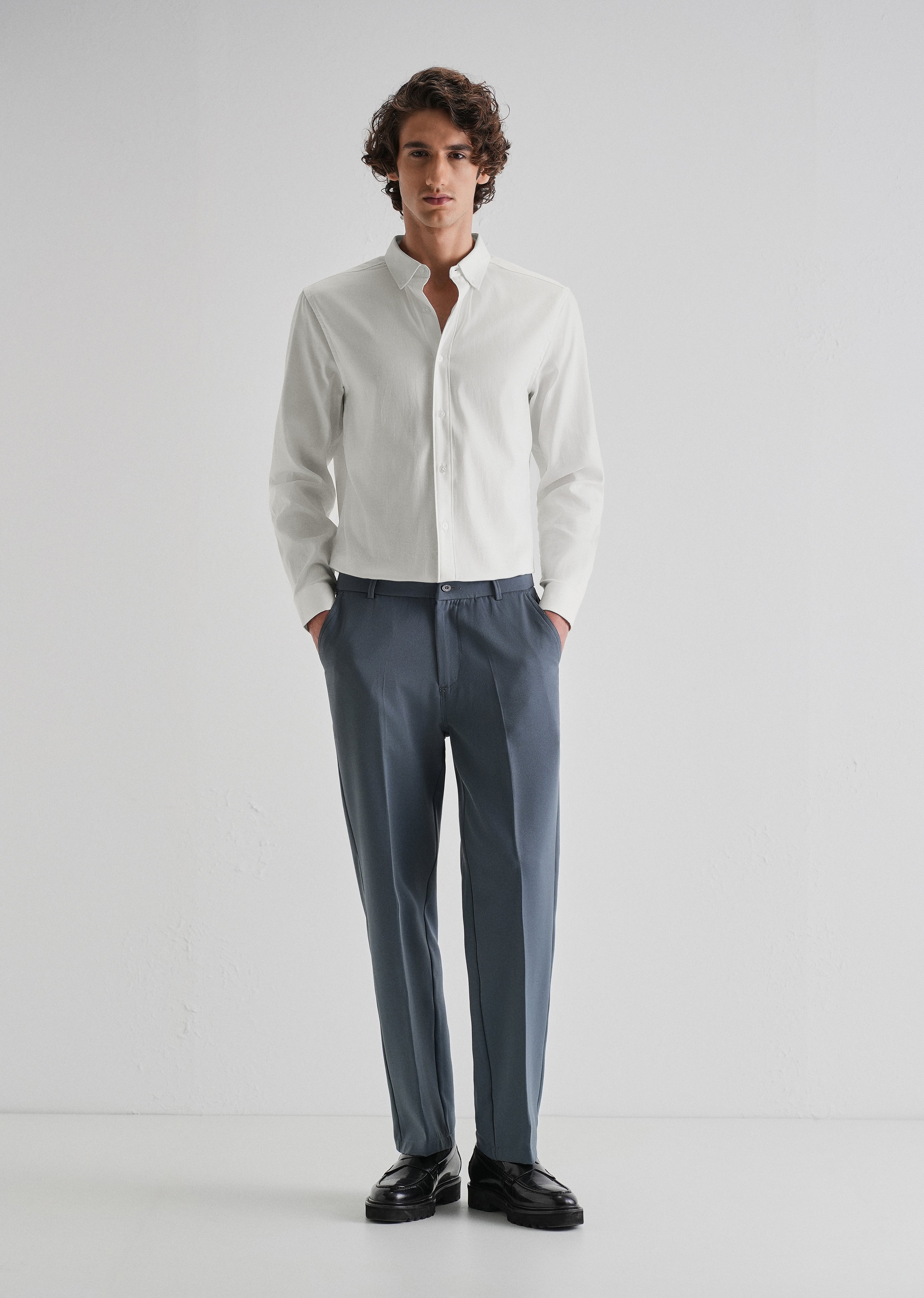 White Plain Blended Cotton Regular Fit Shirt