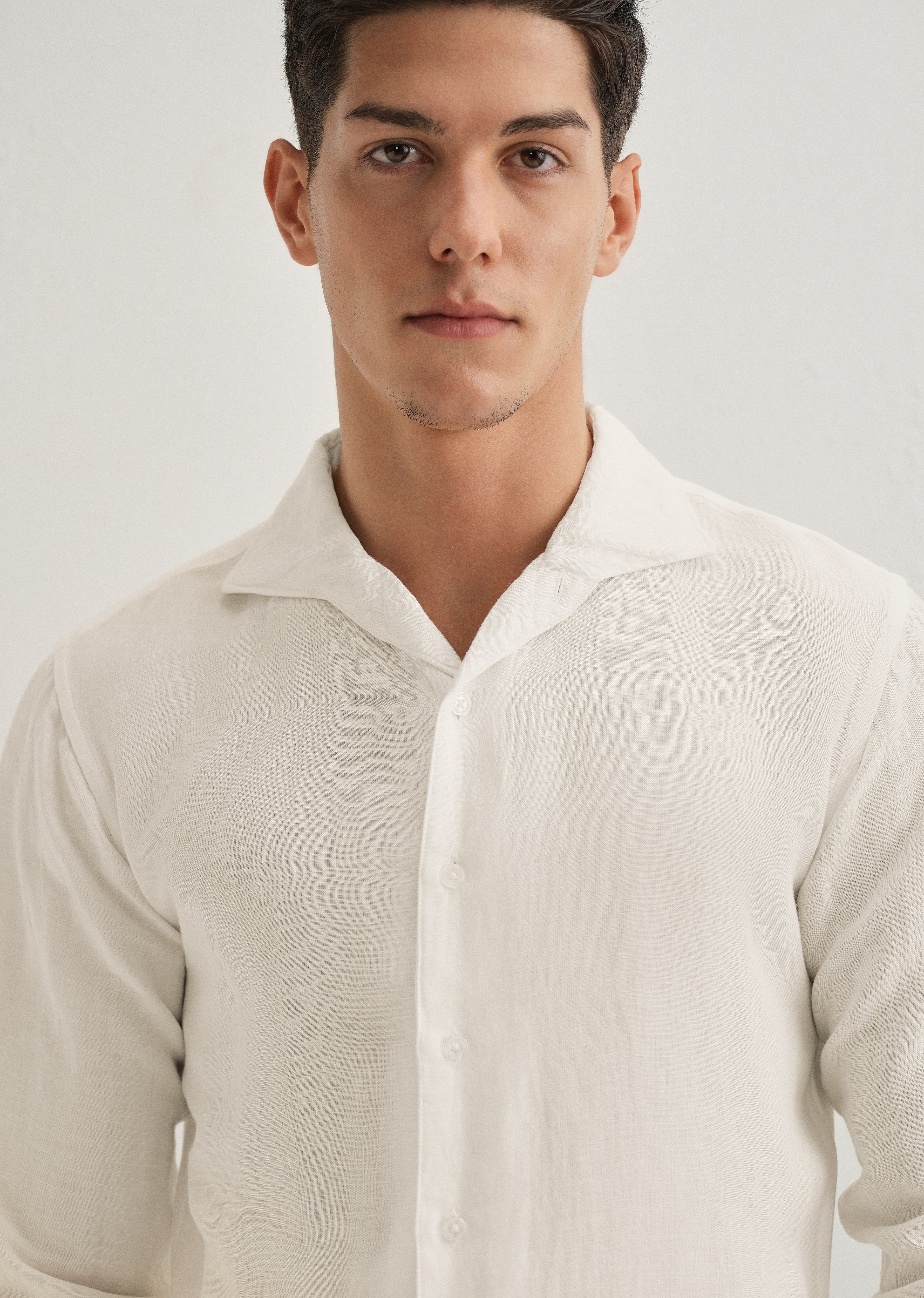 White Plain Linen Viscose Shirt