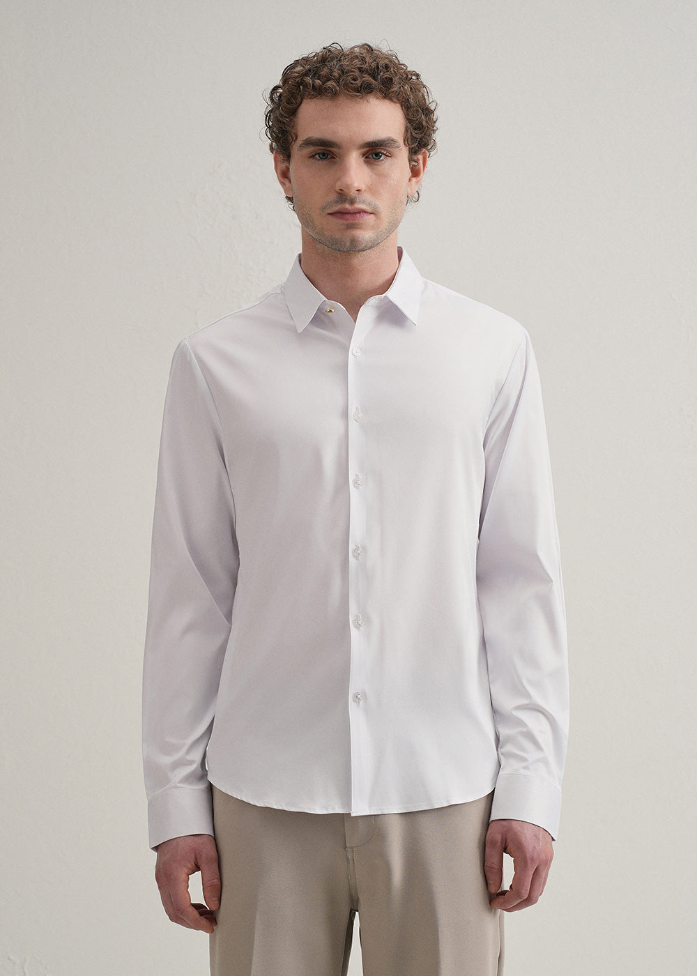 White Plain Stitchless Placket Shirt