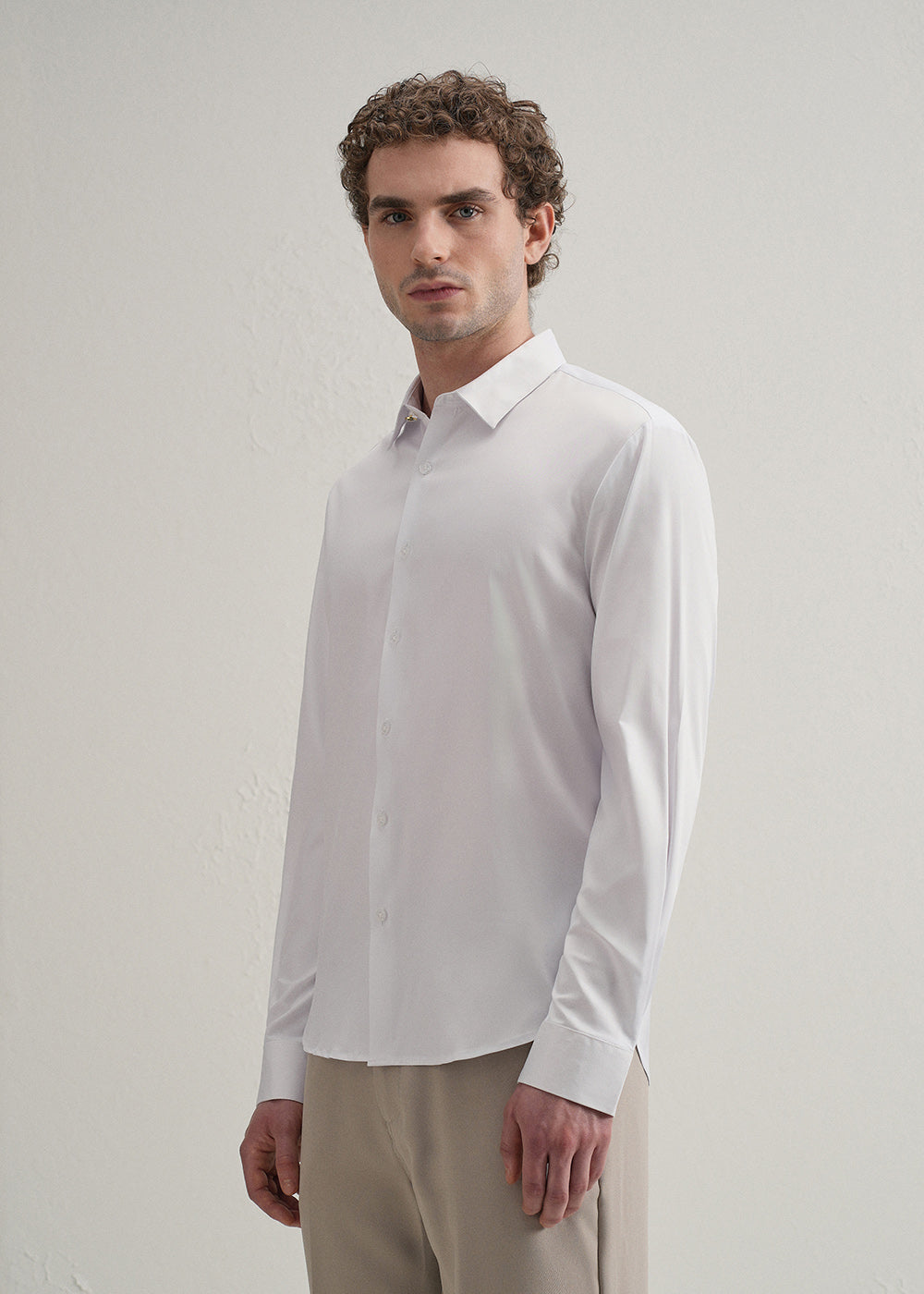 White Plain Stitchless Placket Shirt