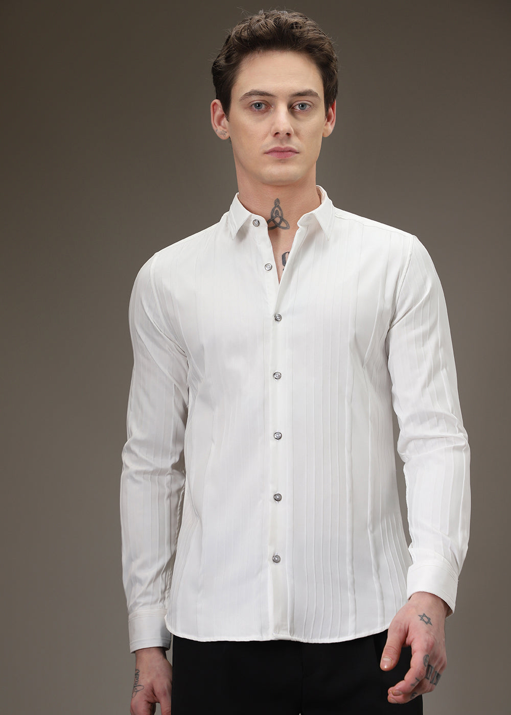 White Pleat Designer Shirt