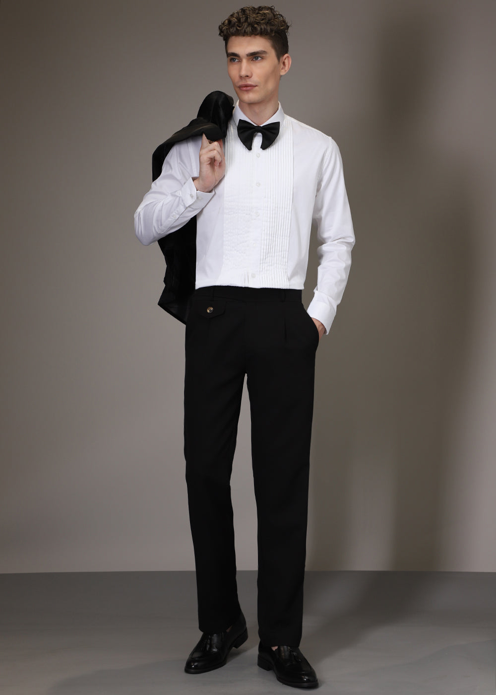 White Pleated Designer Shirt