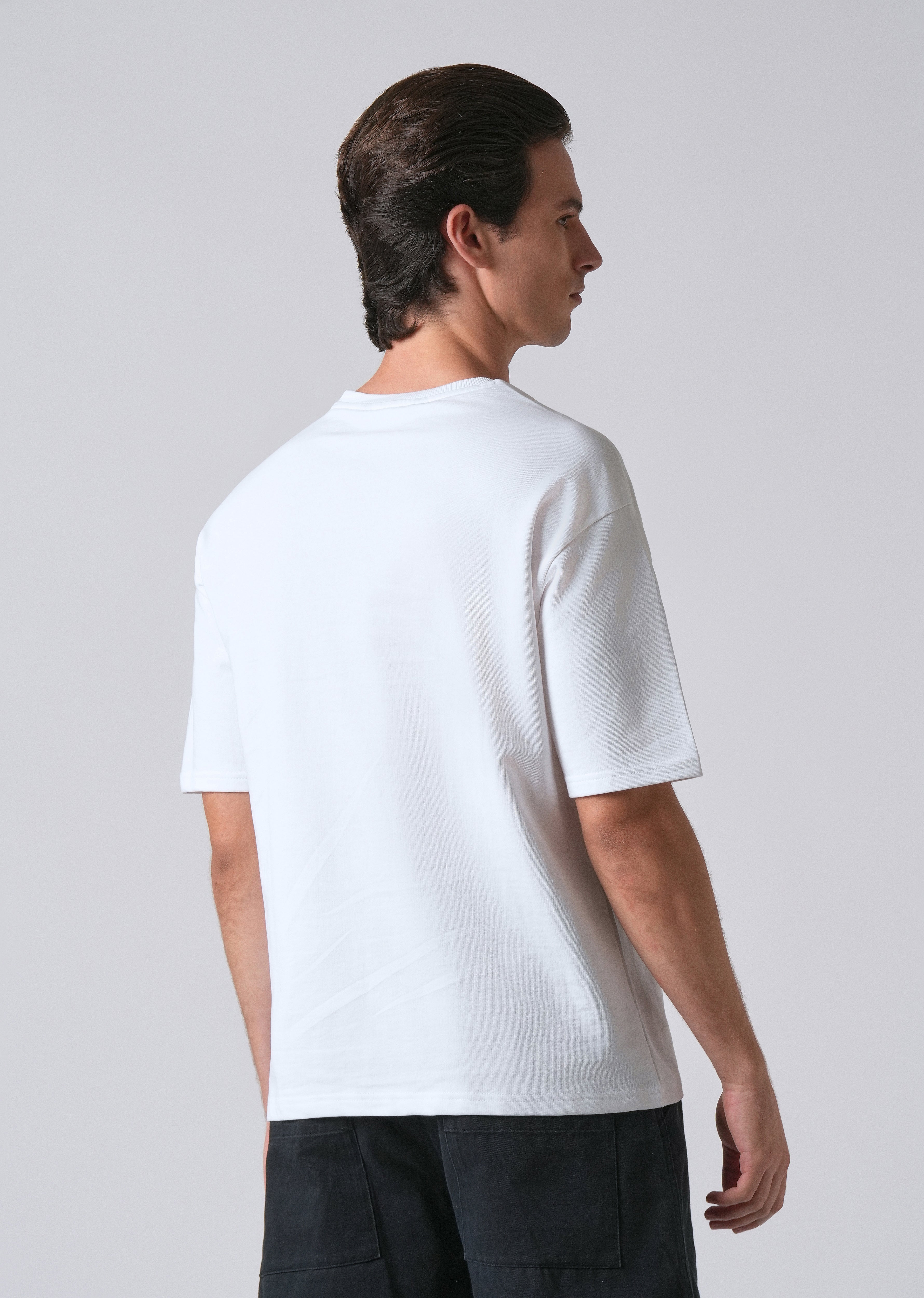 White Print Relaxed Fit T- shirt