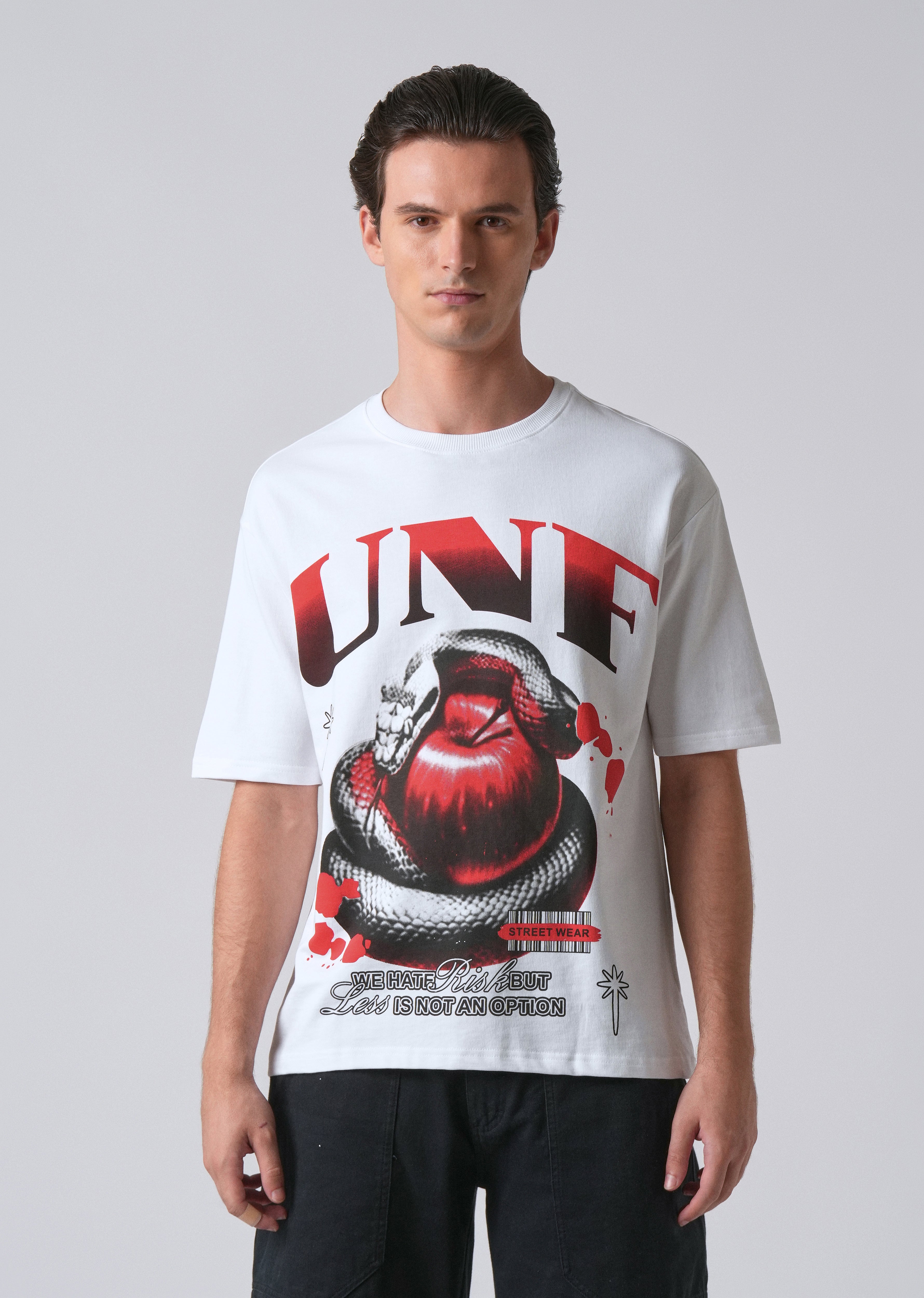 White Print Relaxed Fit T- shirt