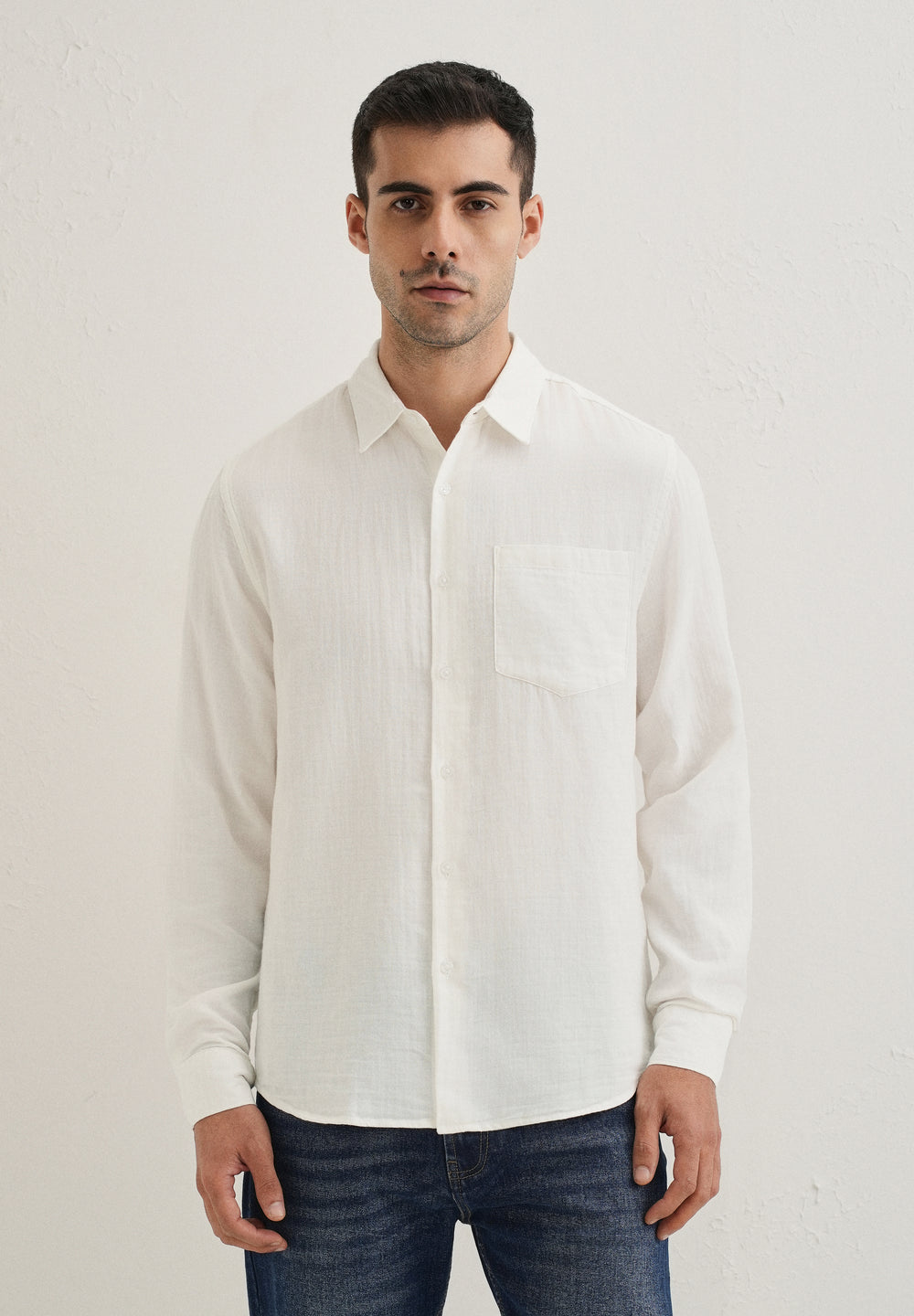 White Pure Cotton Stitchless Placket Shirt