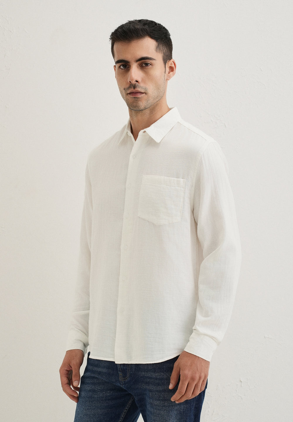 White Pure Cotton Stitchless Placket Shirt