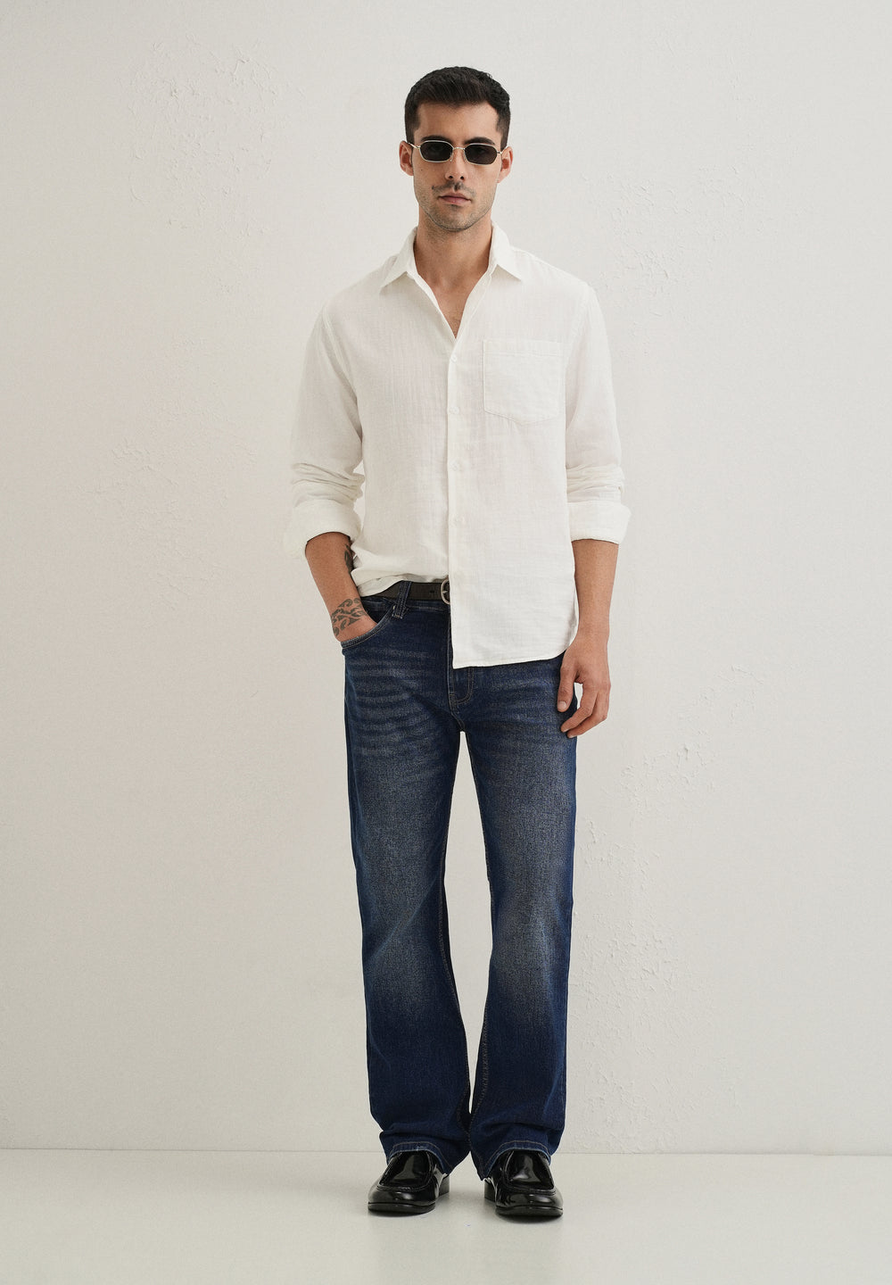 White Pure Cotton Stitchless Placket Shirt