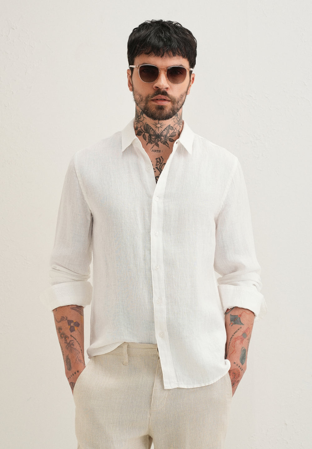 White Pure Linen Shirt