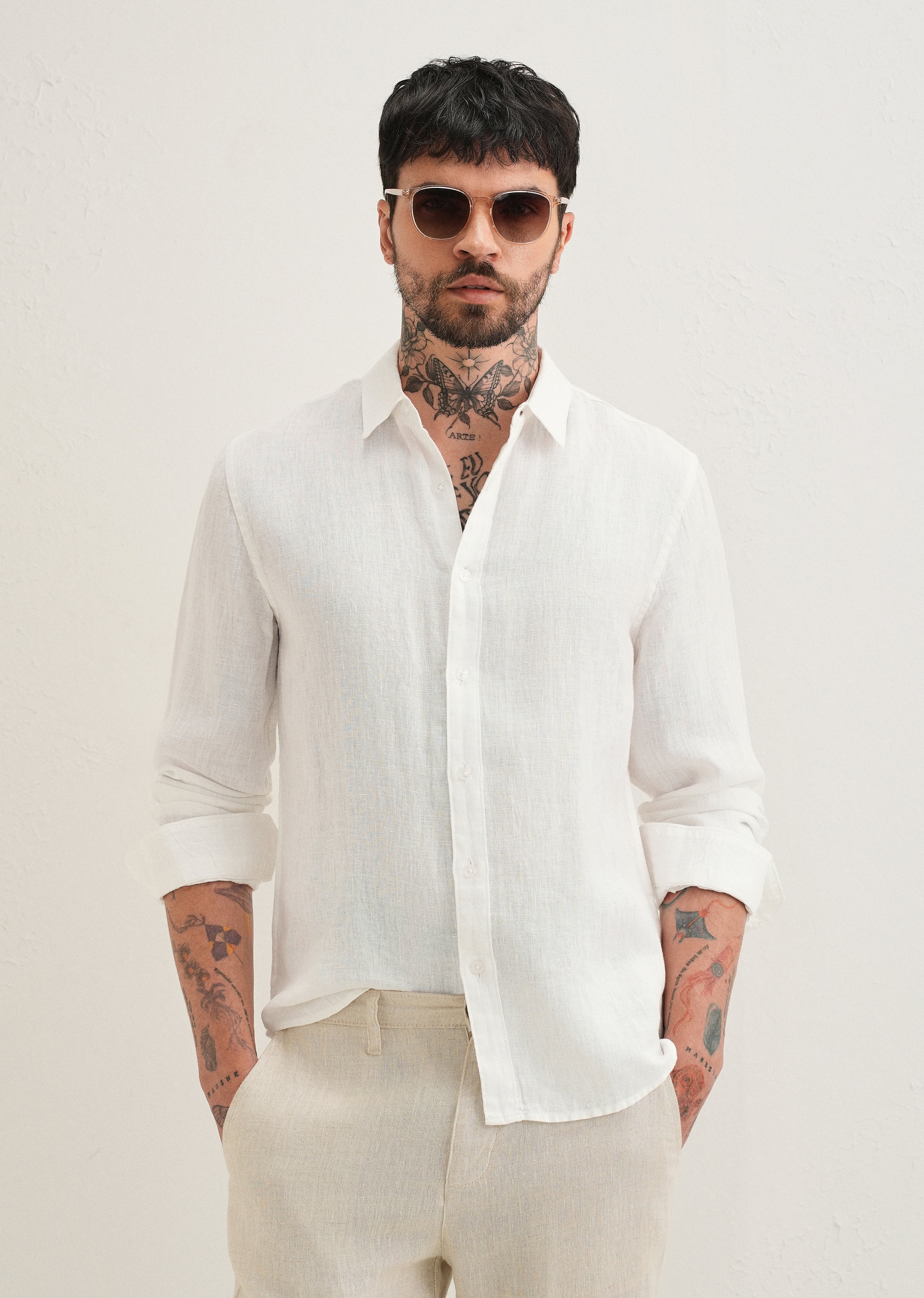 White Pure Linen Shirt
