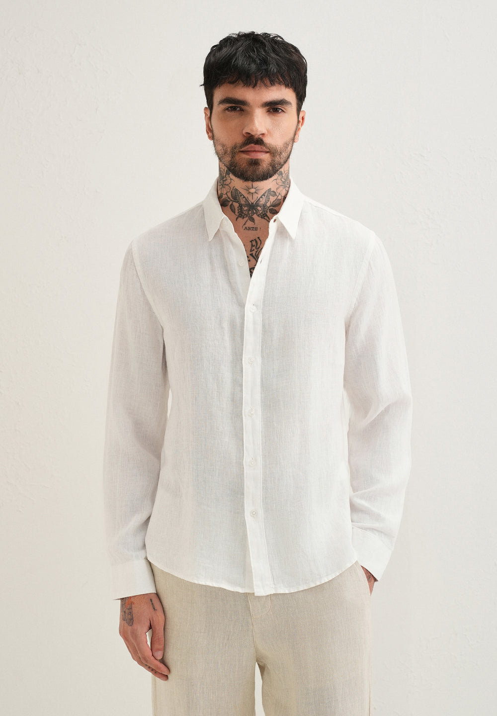 White Pure Linen Shirt