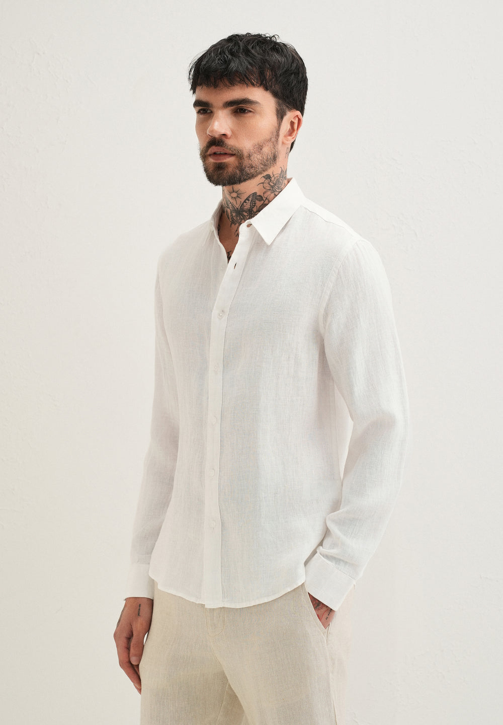 White Pure Linen Shirt