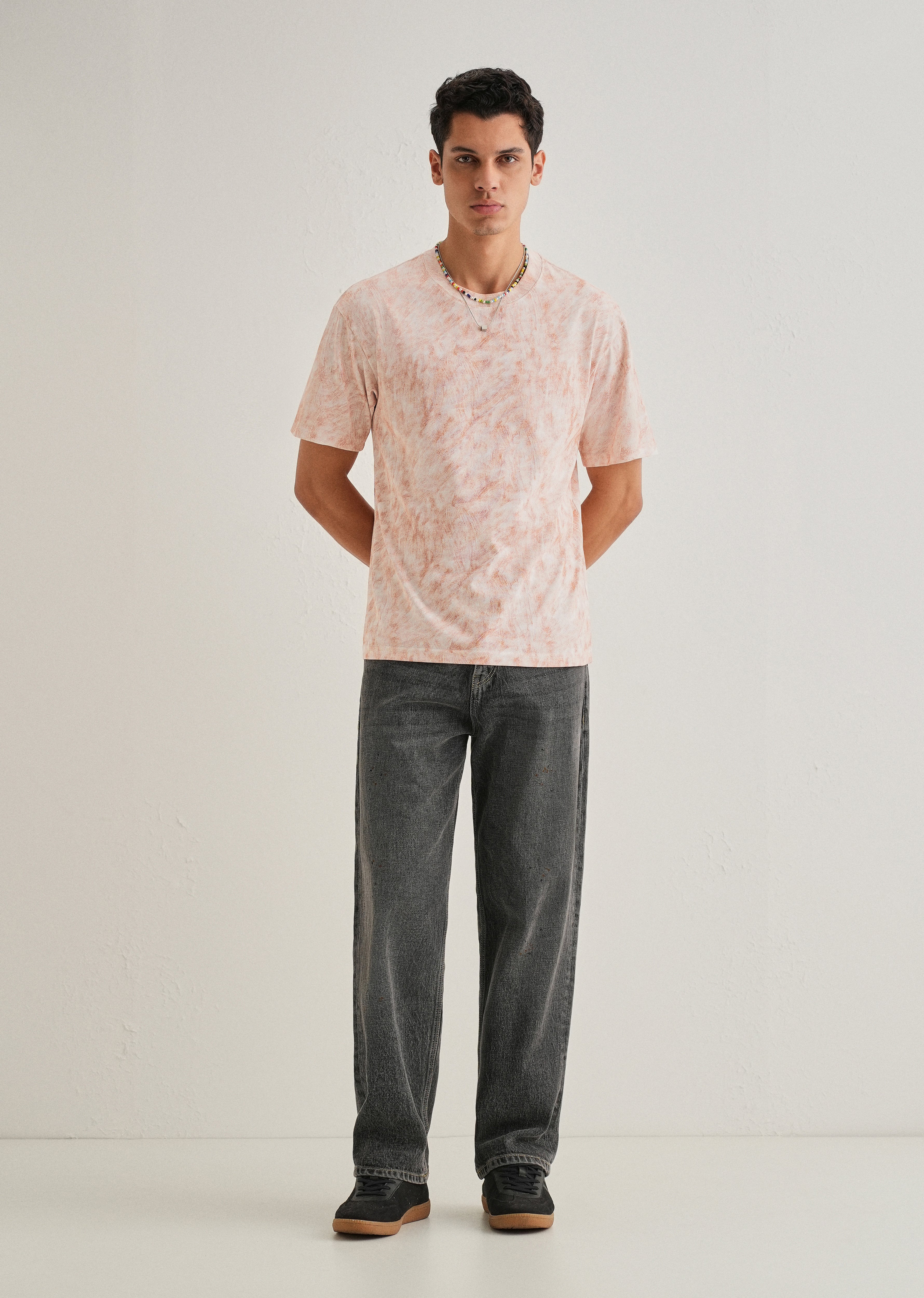White Red Brushstroke Oversized T-shirt