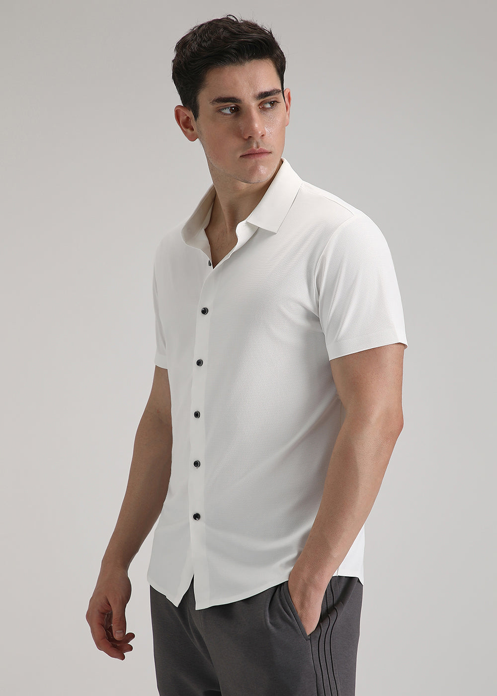 White Self Patterned Stitchless Shirt